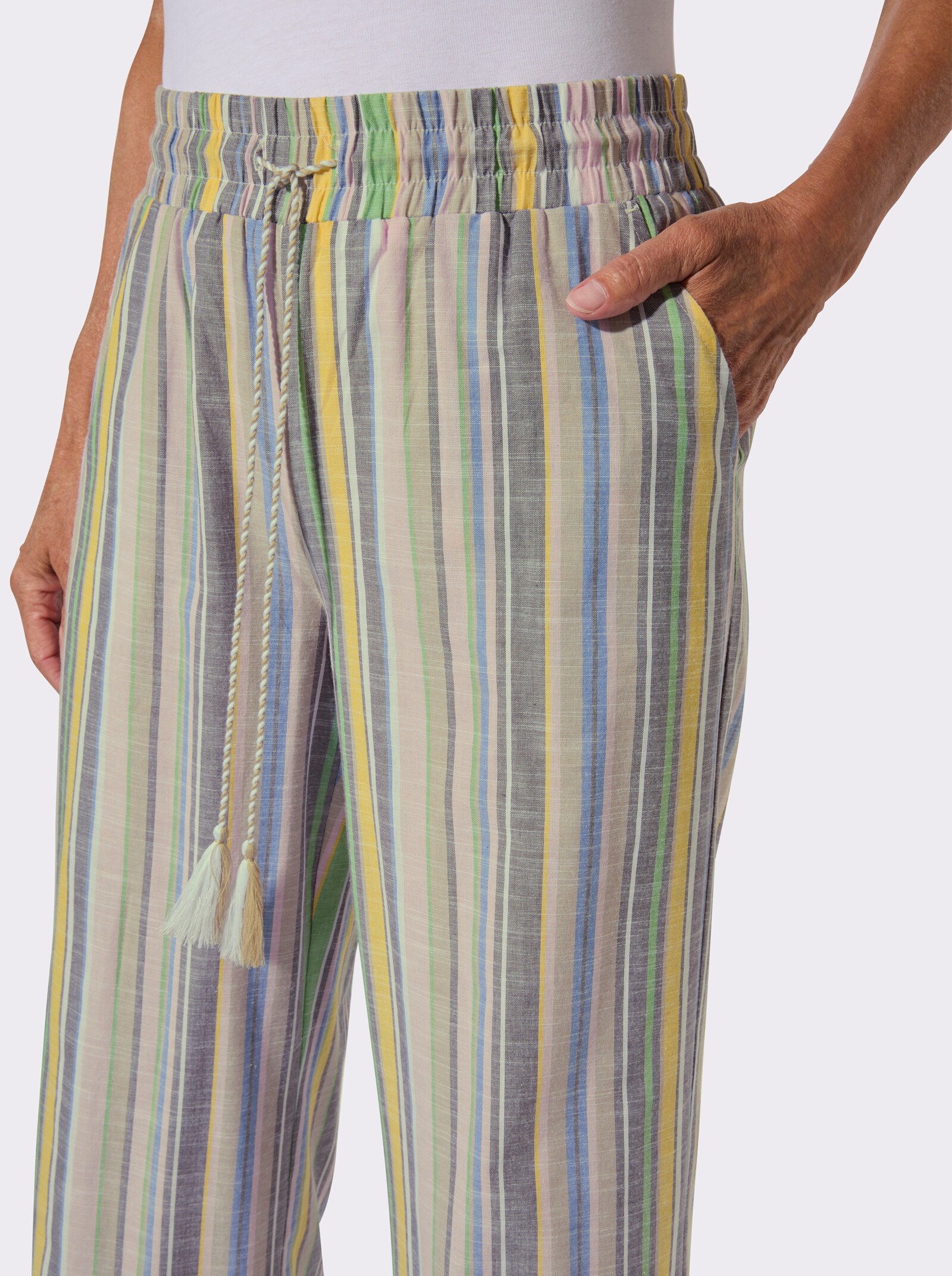Schlupfhose mit Längsstreifen - ecru-rosé-gestreift