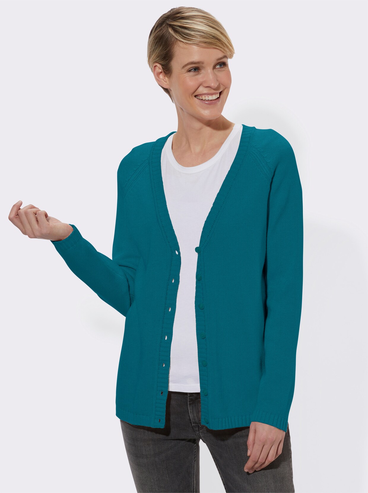 Strickjacke - petrol