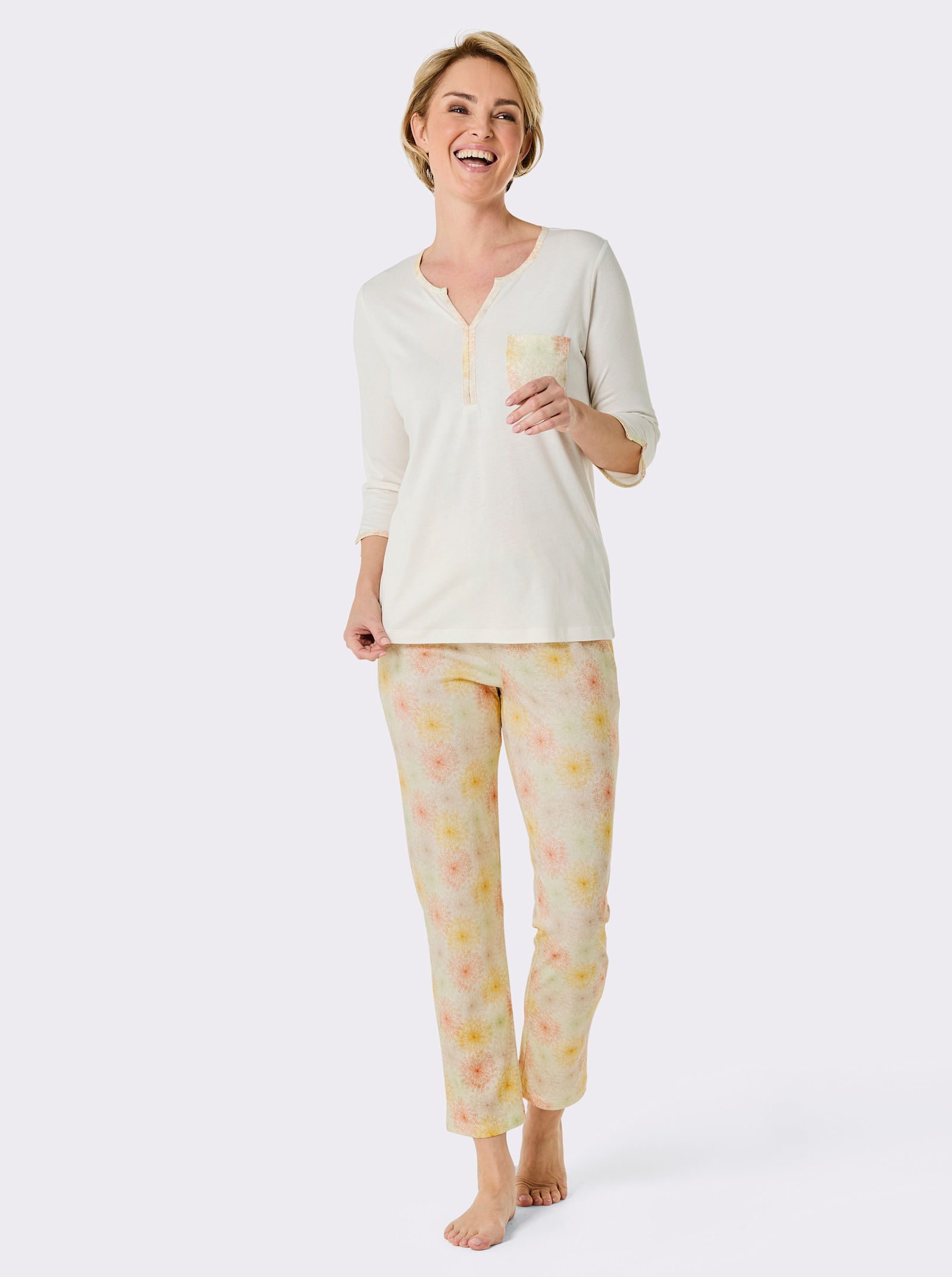 wäschepur Pyjama - champagne/apricot bedrukt