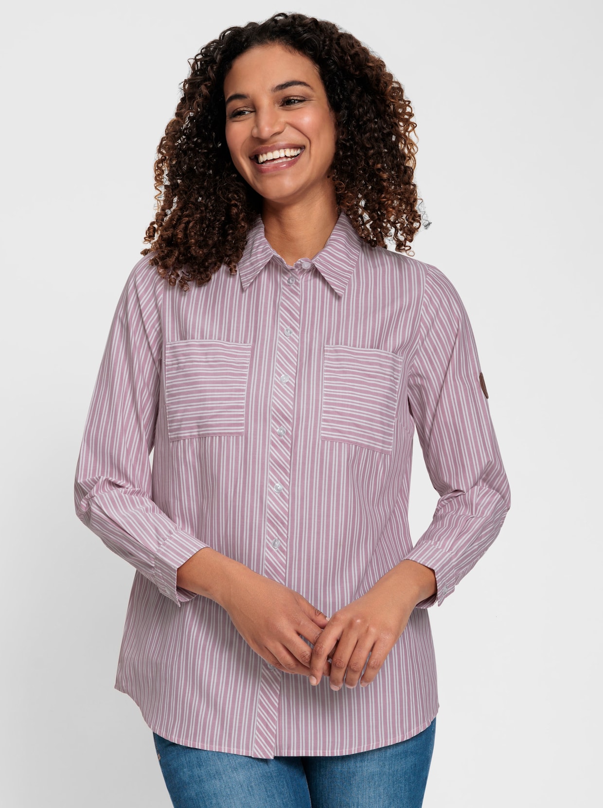 Gestreifte Bluse - mauve-weiß-gestreift
