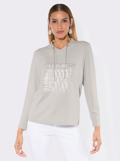Sweatshirt mit weitenregulierbarem Ausschnitt - hellgrau