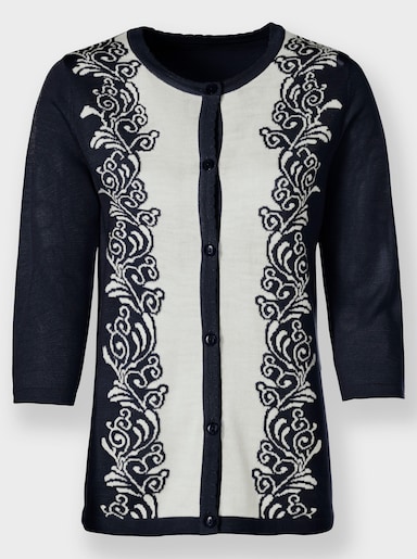 Jacquardvest - marine/ecru gedessineerd