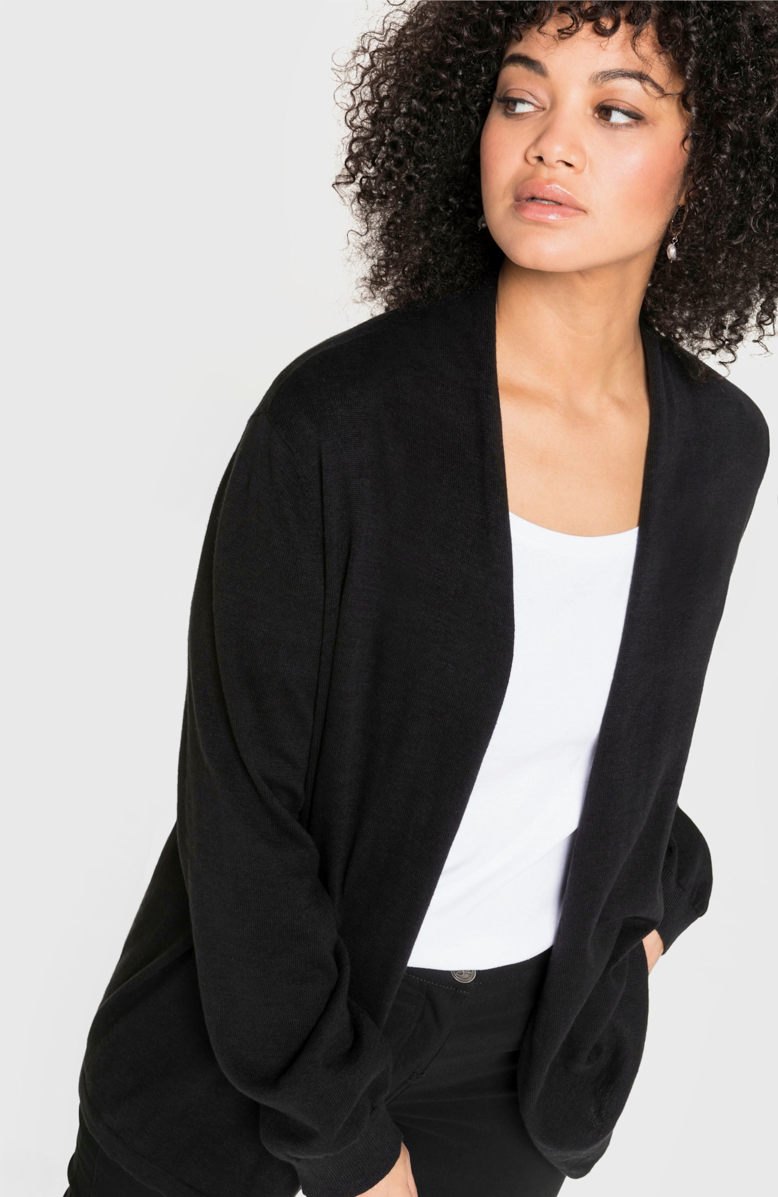 sheego Strickjacke in offener Form - schwarz