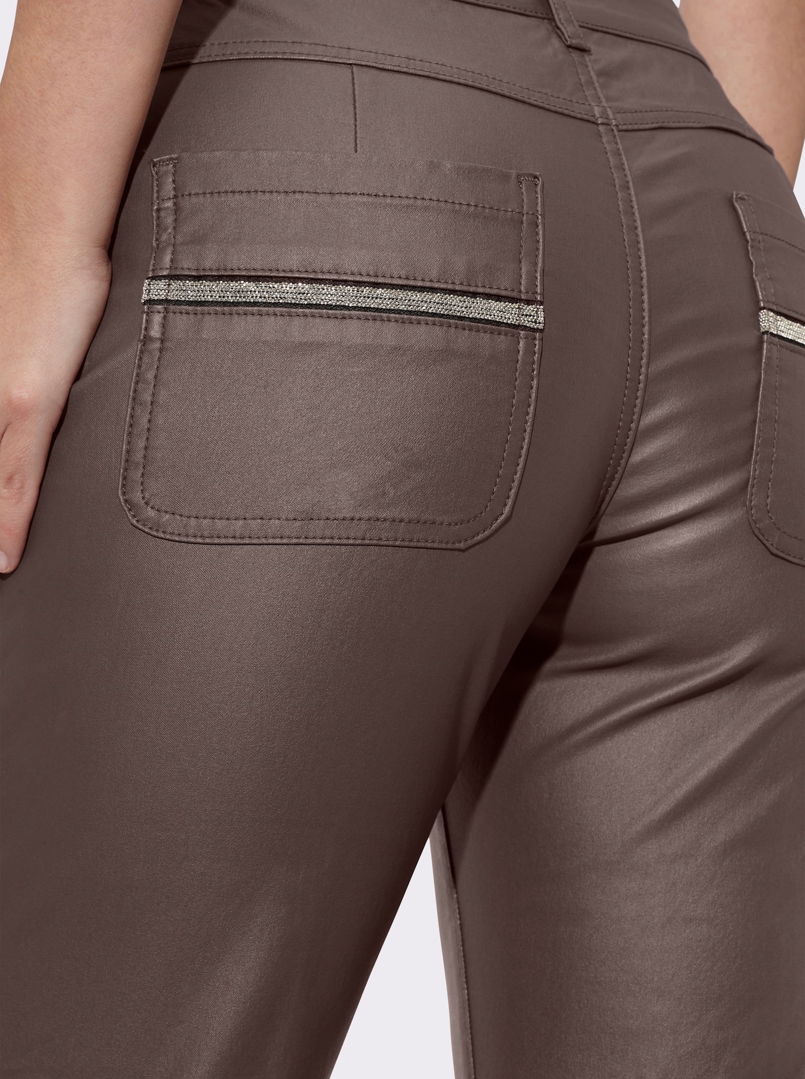 heine Ankle-Jeans mit Glanz-Beschichtung - schoko