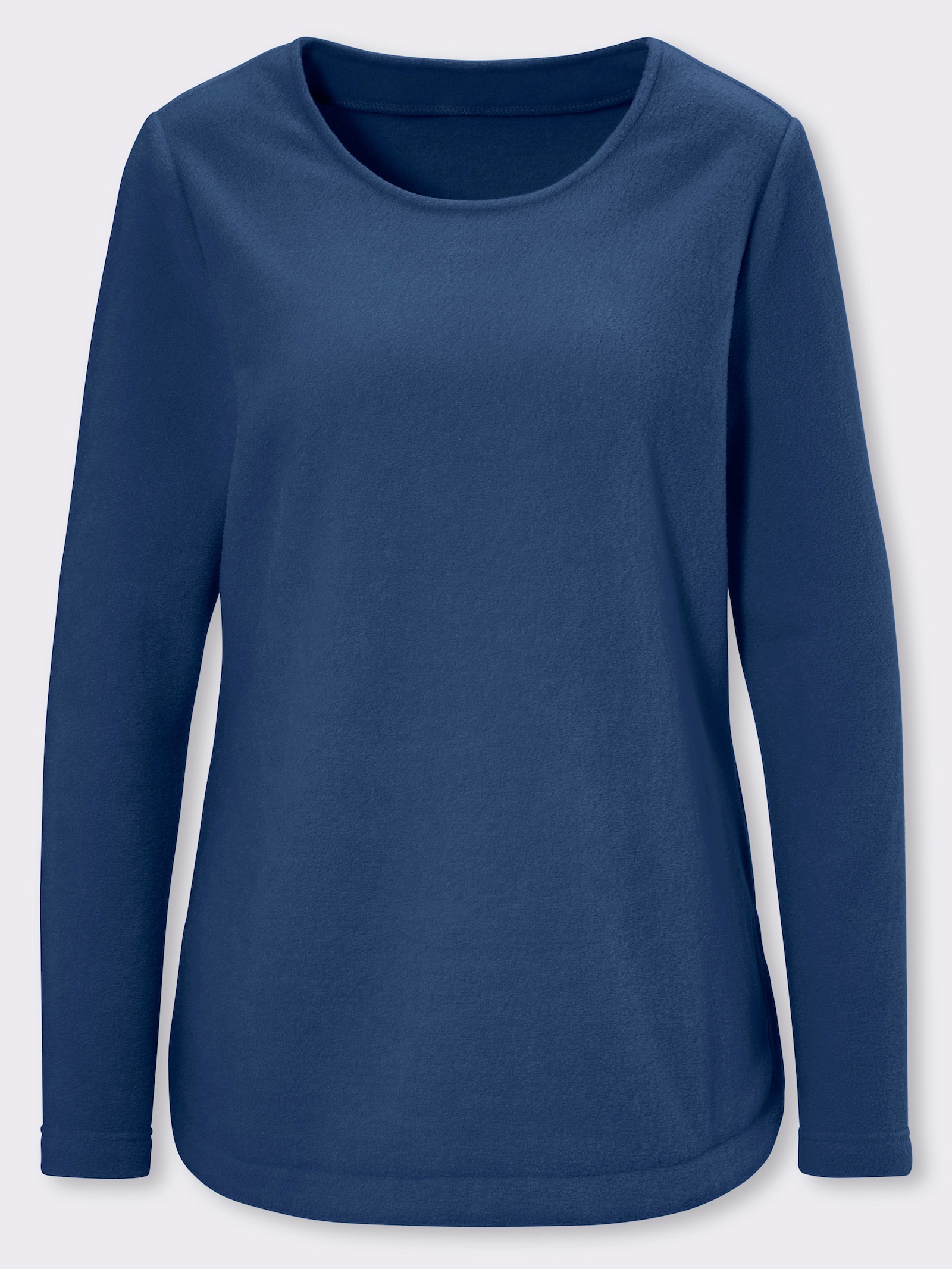 Fleeceshirt mit abgerundetem Saum - jeansblau