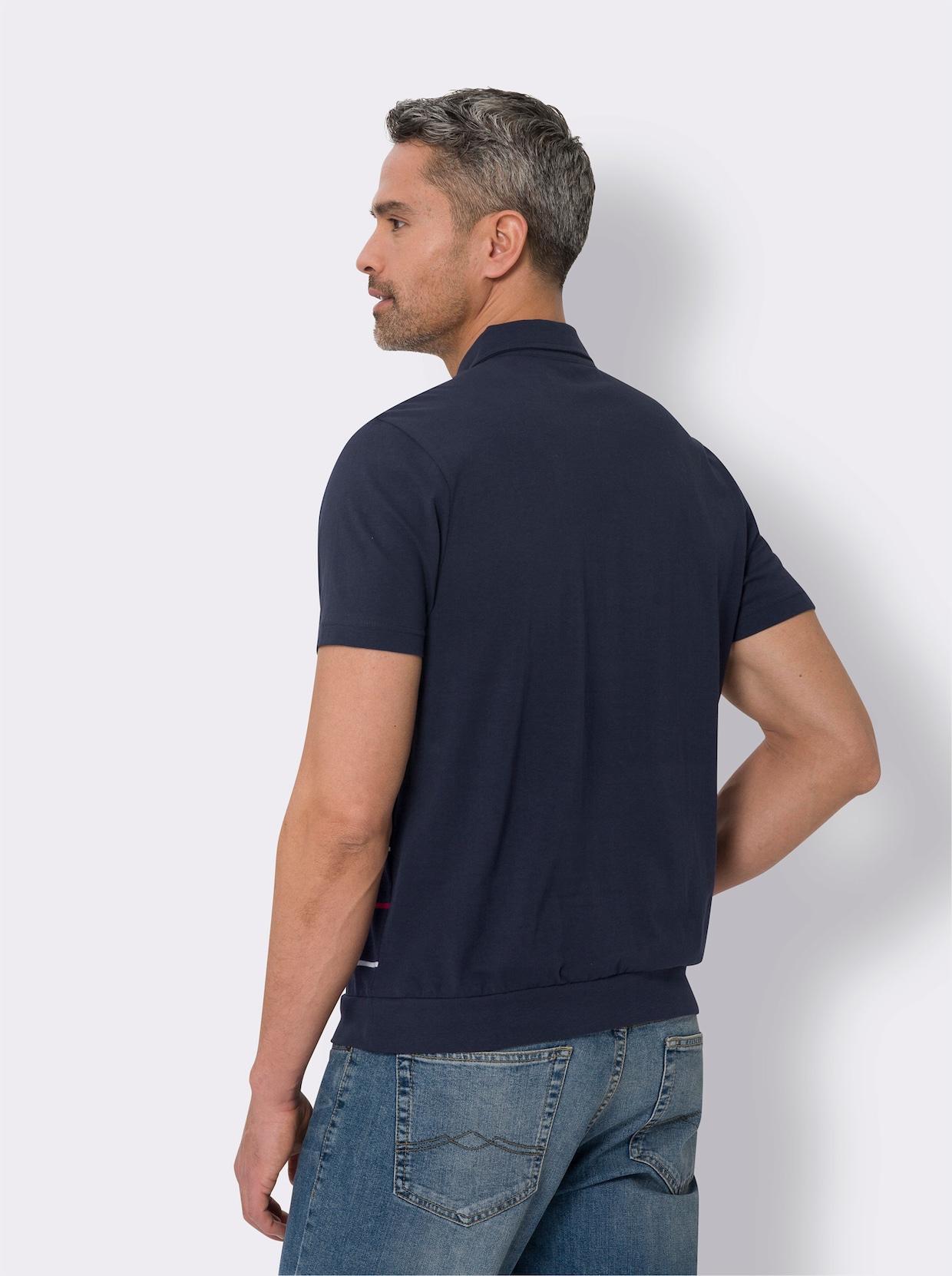 Poloshirt - marine-weiss-geringelt