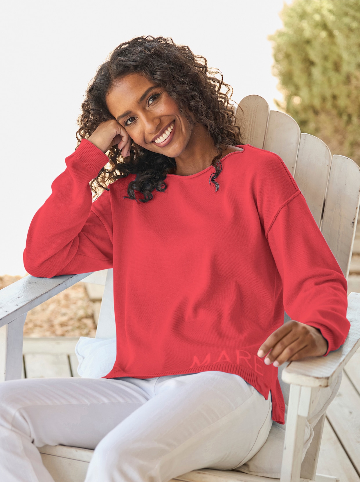 heine Baumwollpullover mit Seitenschlitzen - grapefruit