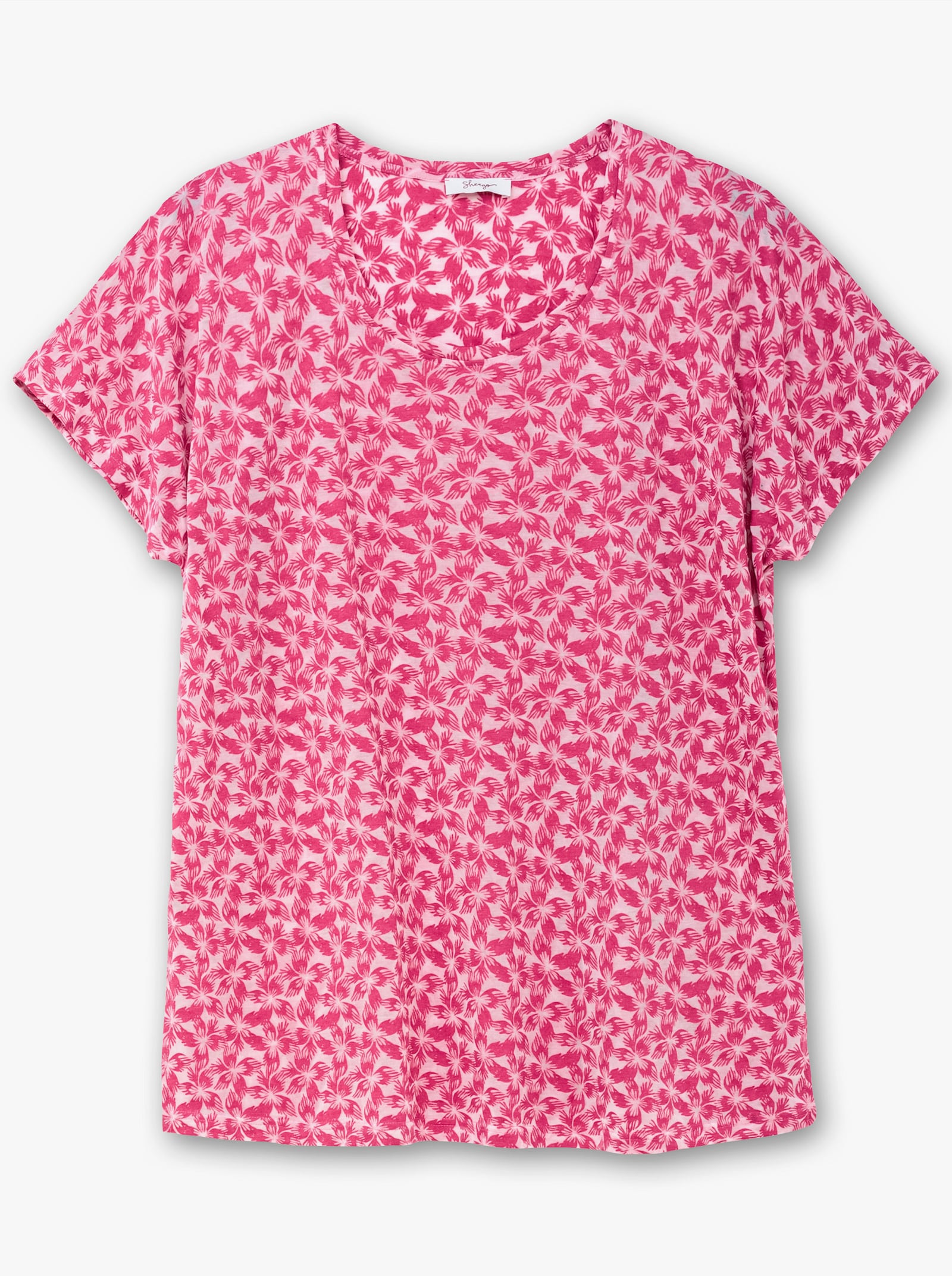 sheego Shirt met korte mouwen en etskantpatroon - fuchsia
