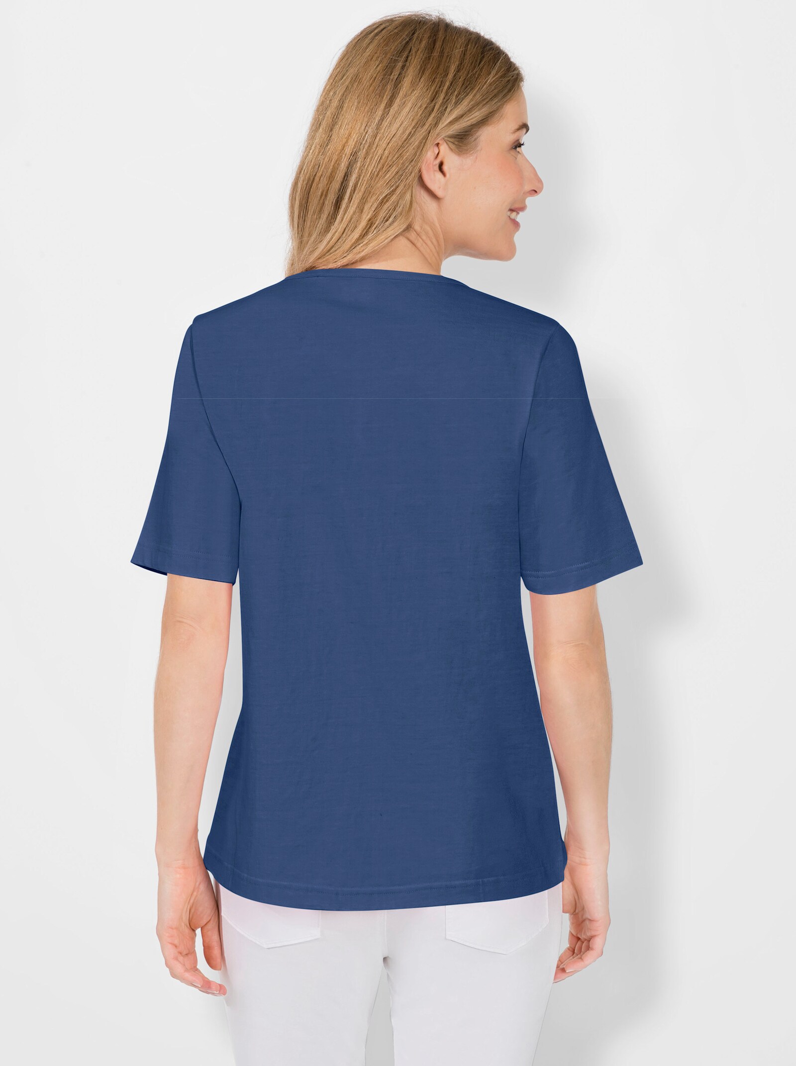 T-shirt imprimé en pur coton - bleu jean