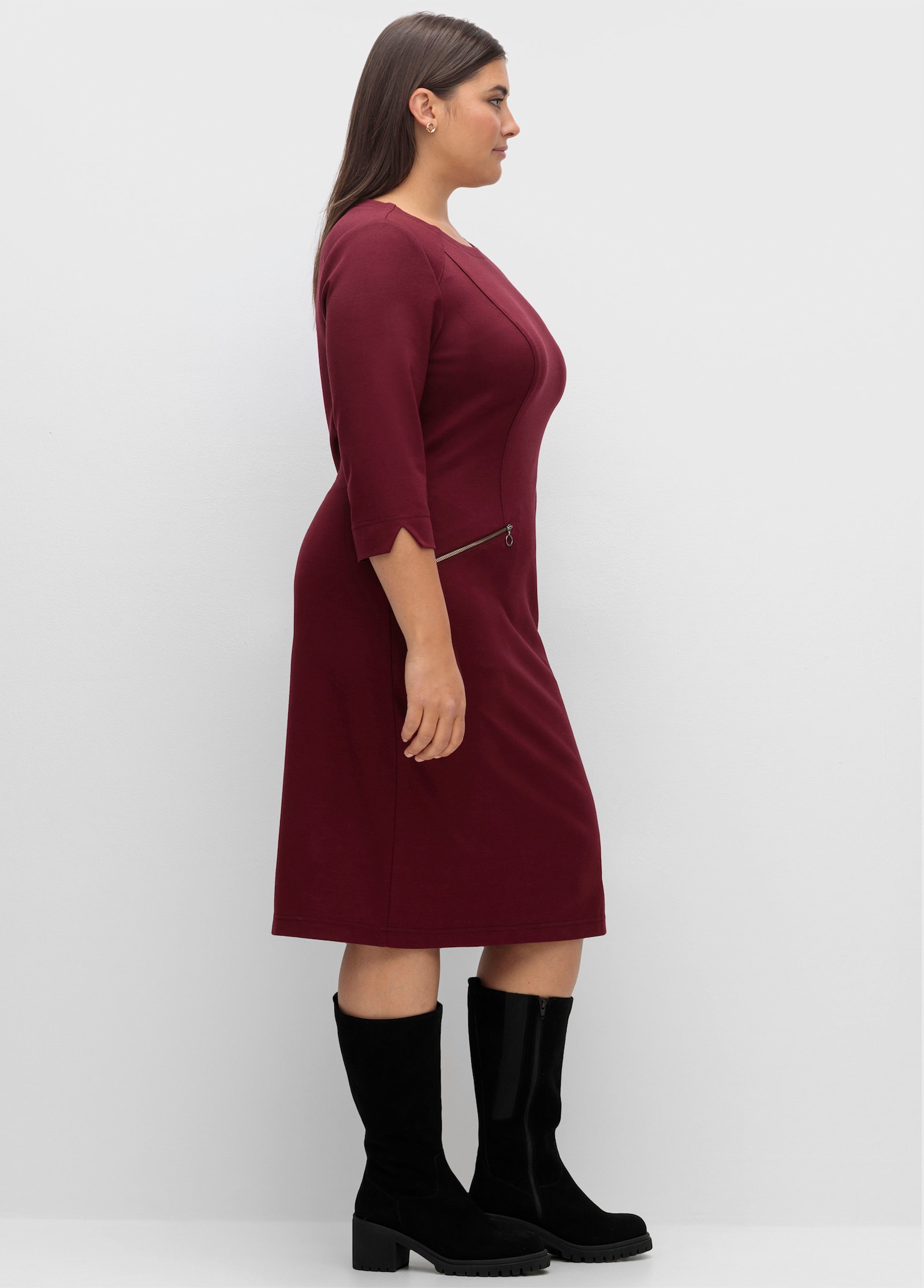 sheego Weitschaftstiefel aus Veloursleder - schwarz