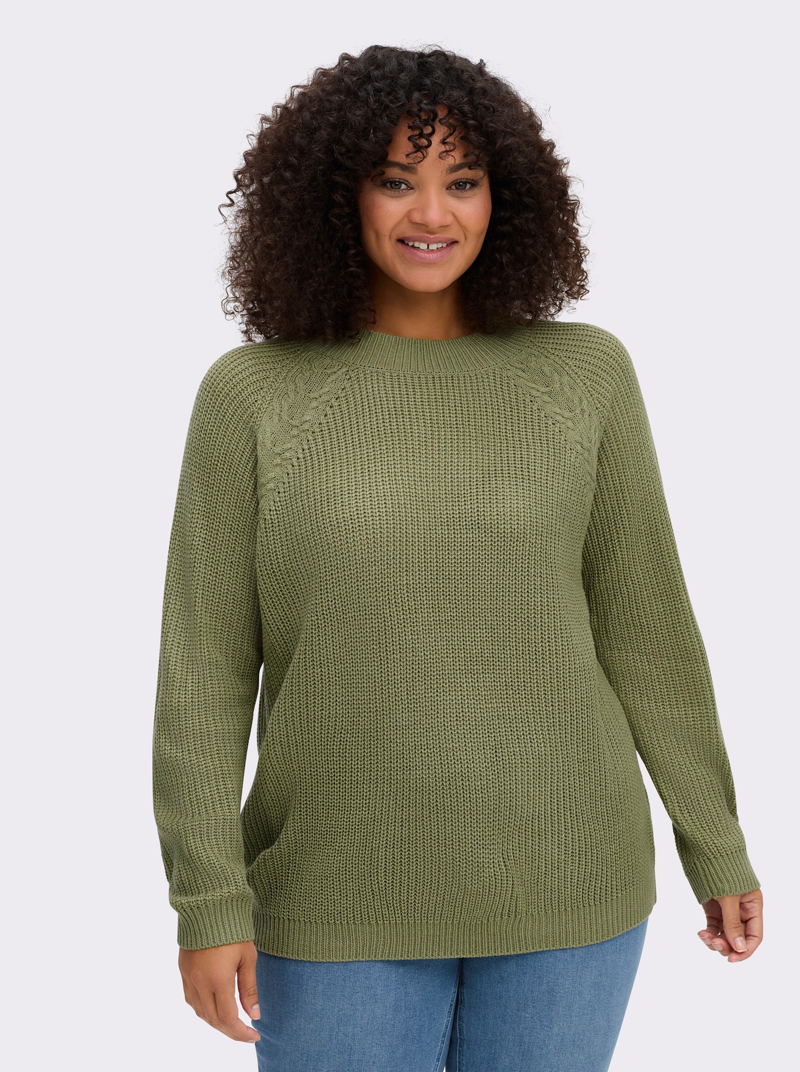 Stehkragenpullover mit Raglan-Ärmeln - schilf