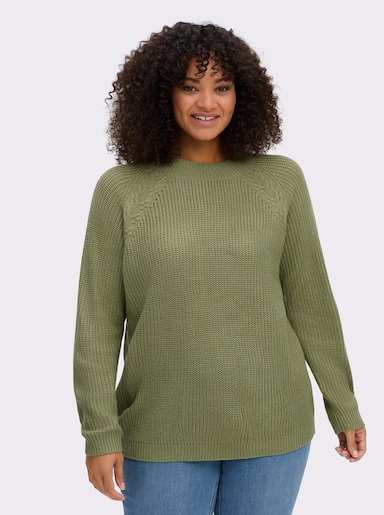 Stehkragenpullover mit Raglan-Ärmeln - schilf