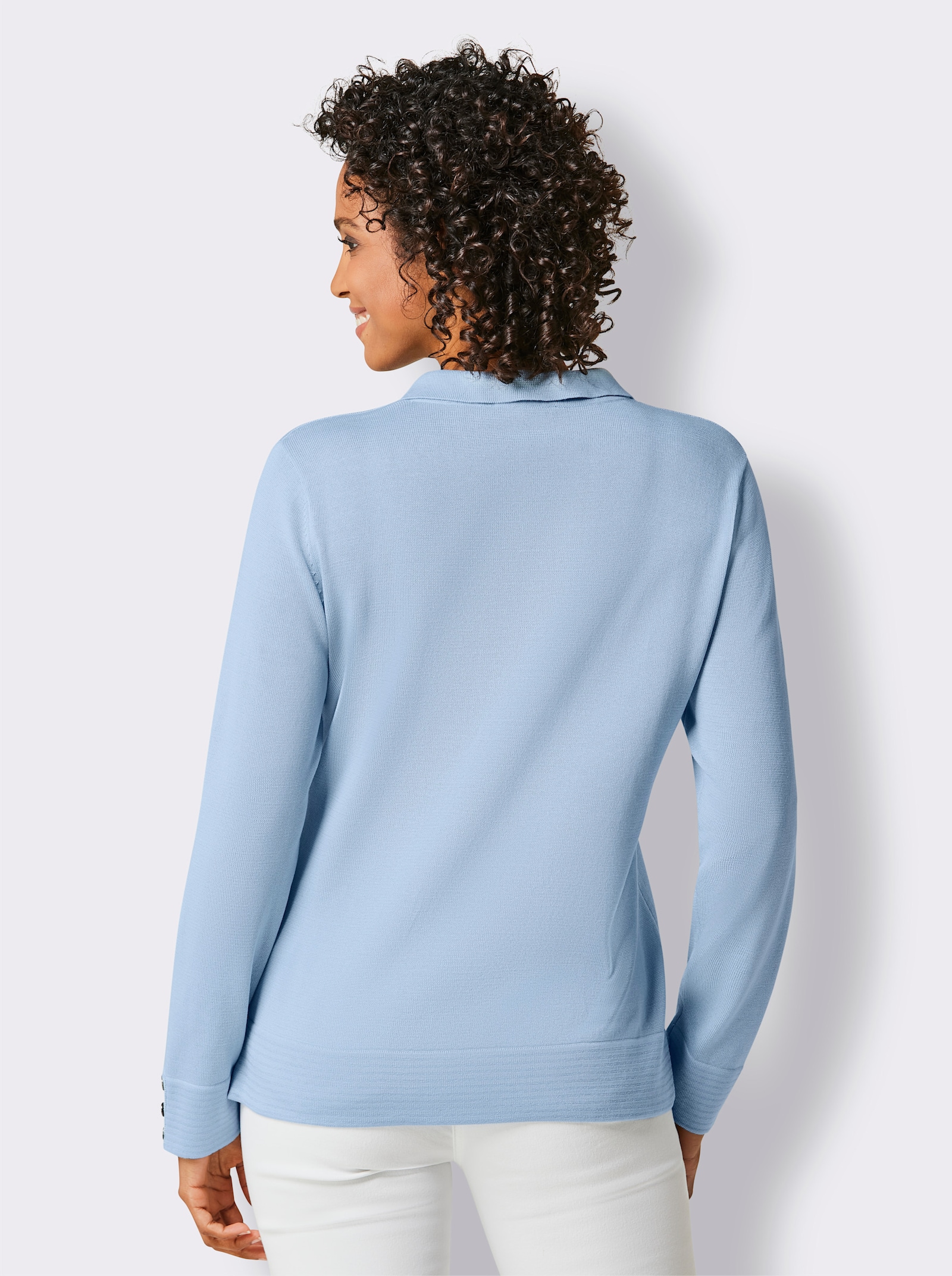 CREATION L PREMIUM Polopullover aus mercerisierter Baumwolle - eisblau
