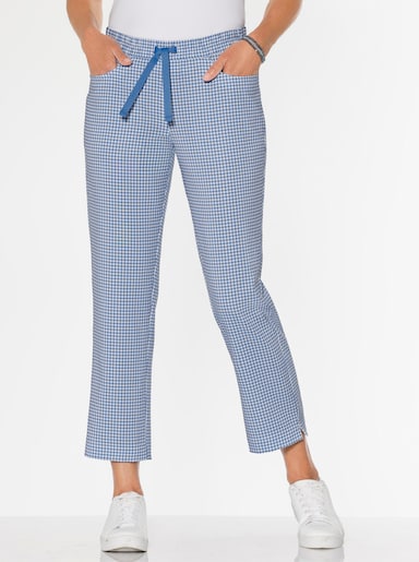7/8-broek - middenblauw/ecru bedrukt