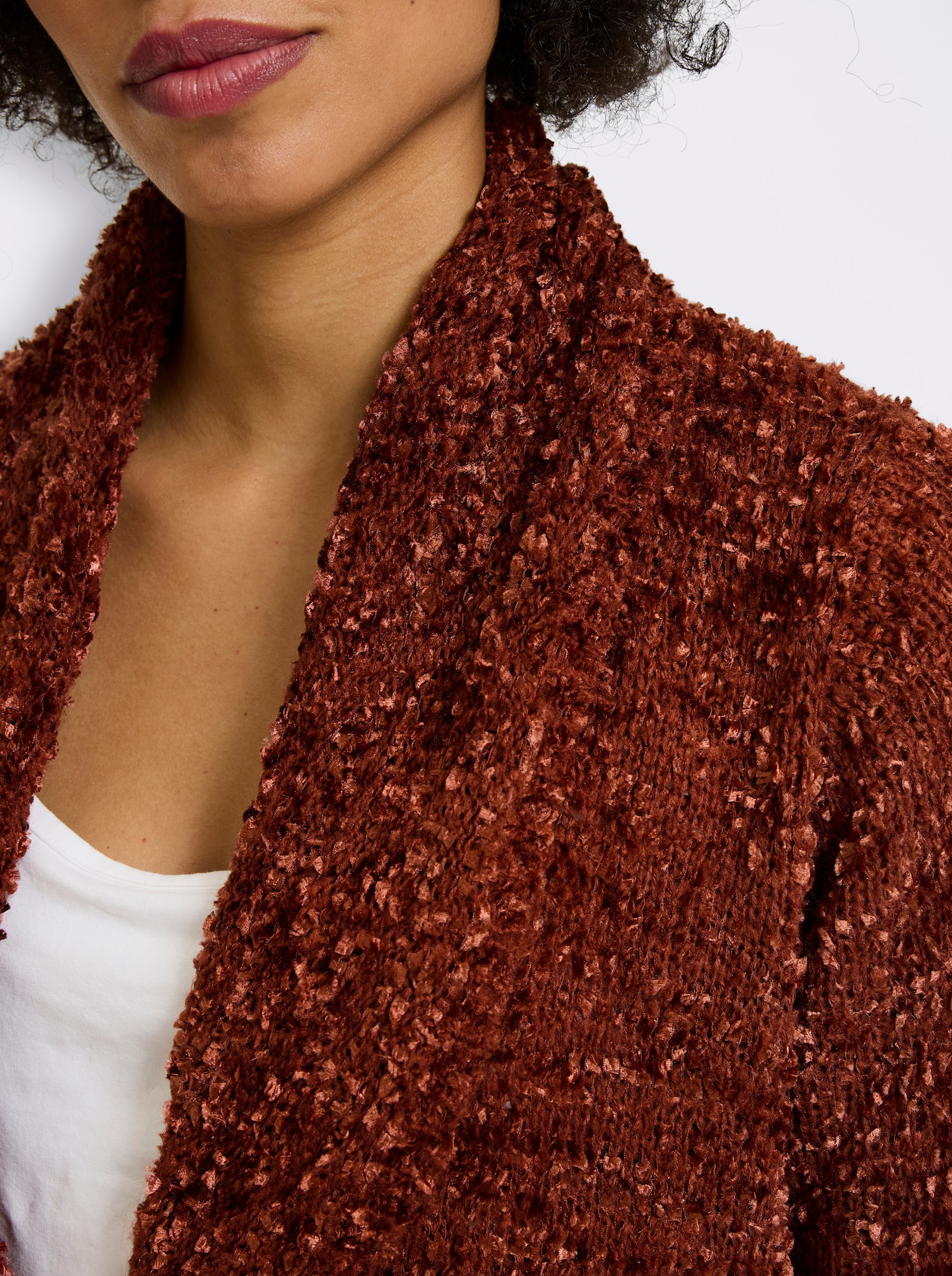 heine Longstrickjacke aus Chenille - rotbraun