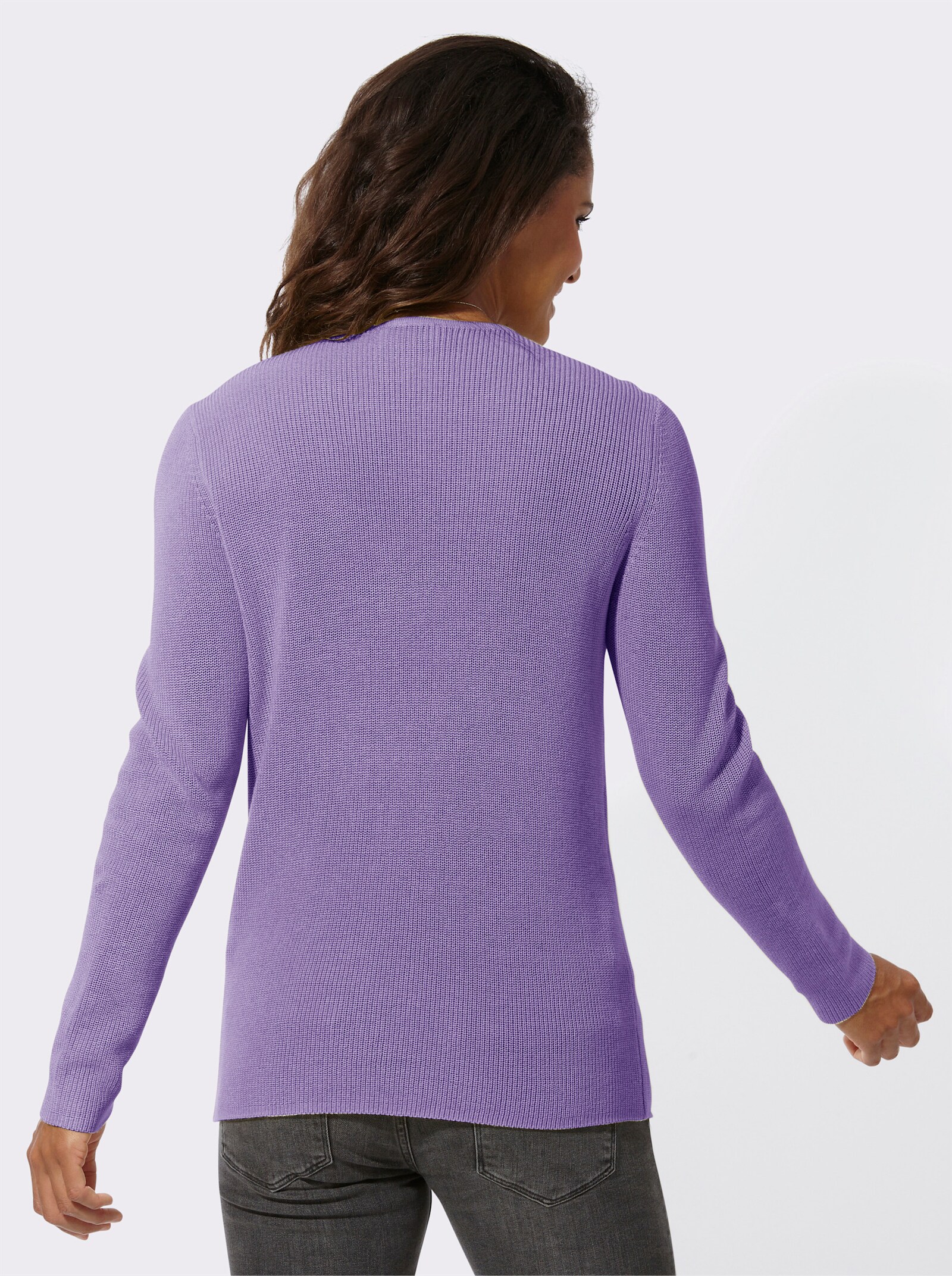 Rundhalspullover mit Ripp-Struktur - lavendel