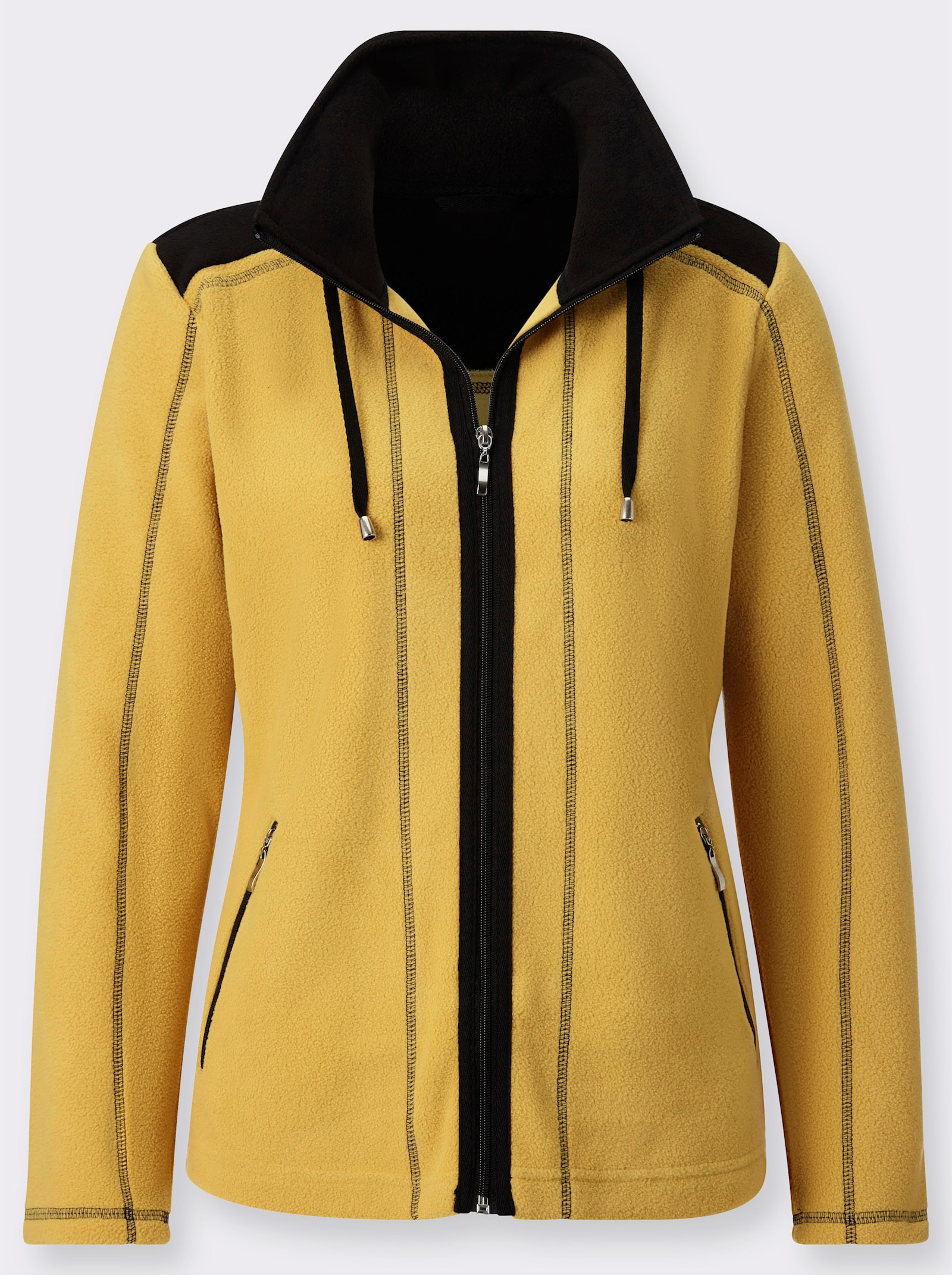 Fleecejacke mit Kontraststreifen - mais-schwarz