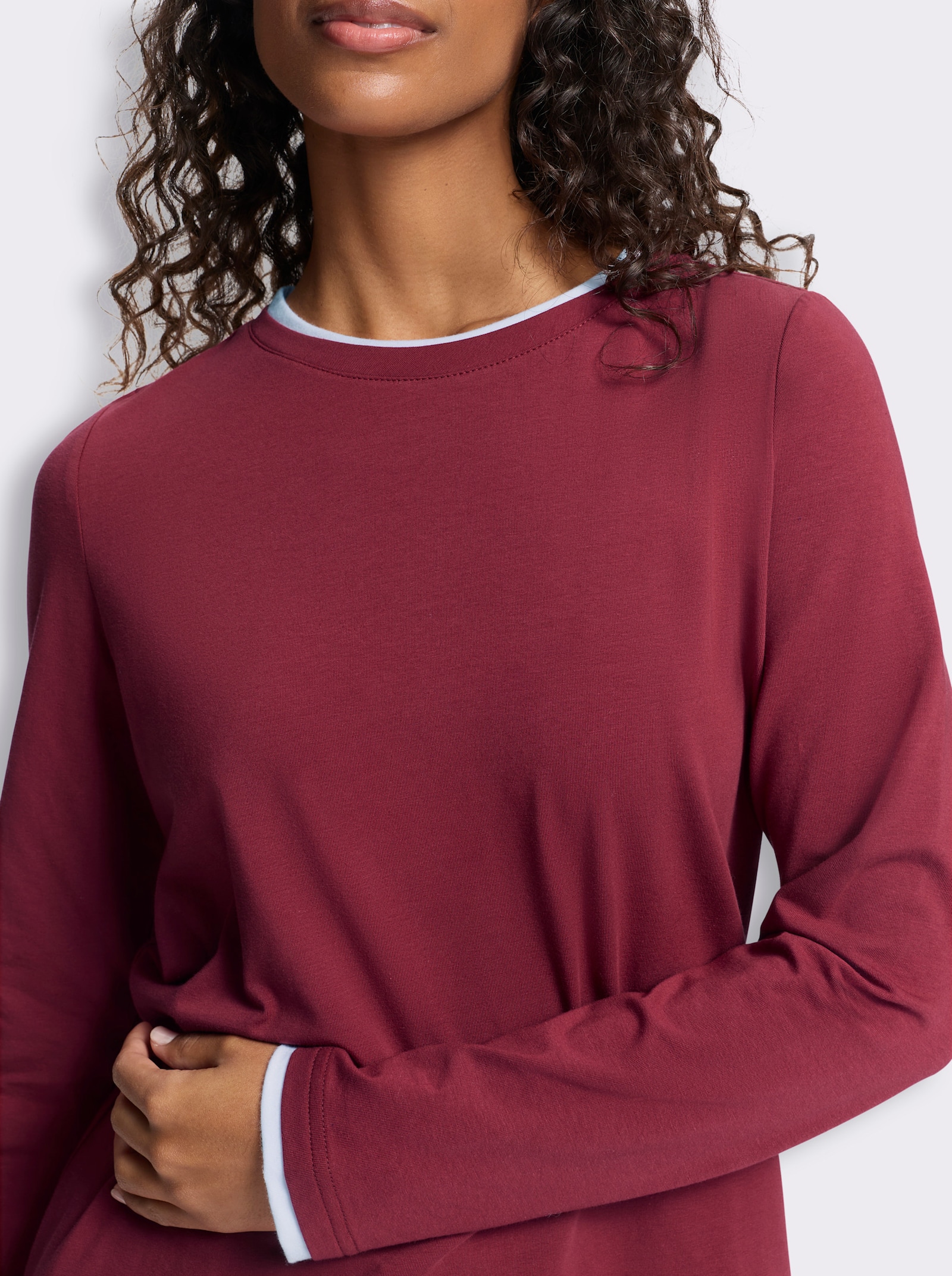 heine Rundhalsshirt in 2-in-1-Optik - kirsche-weiß