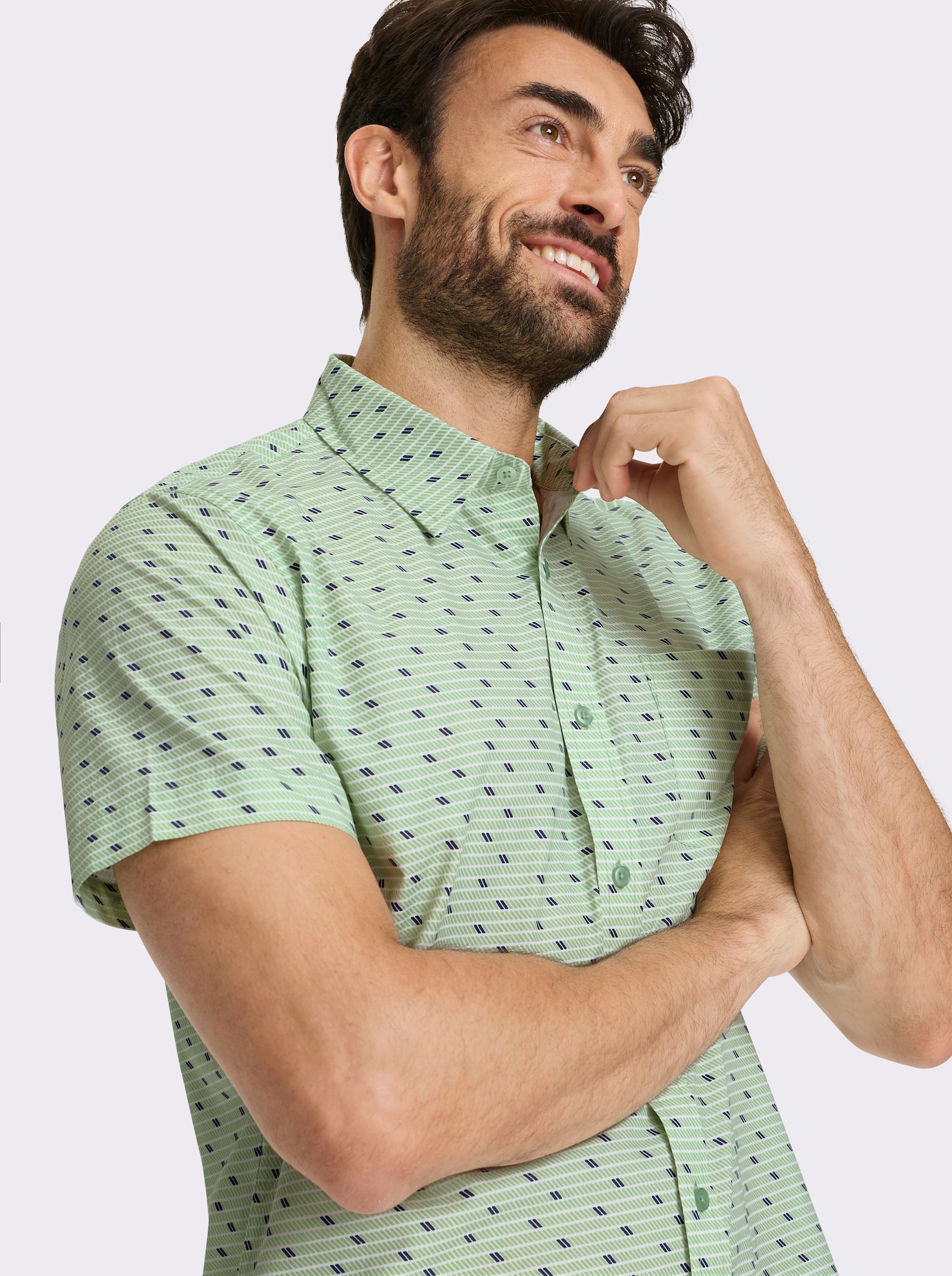 Catamaran Kurzarm-Hemd - reseda-gemustert