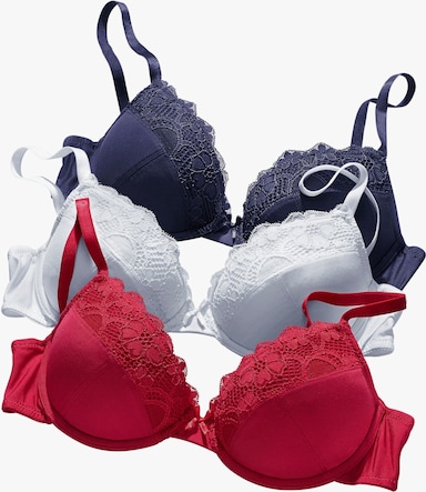 petite fleur Push-up-BH - rot+marine+weiss