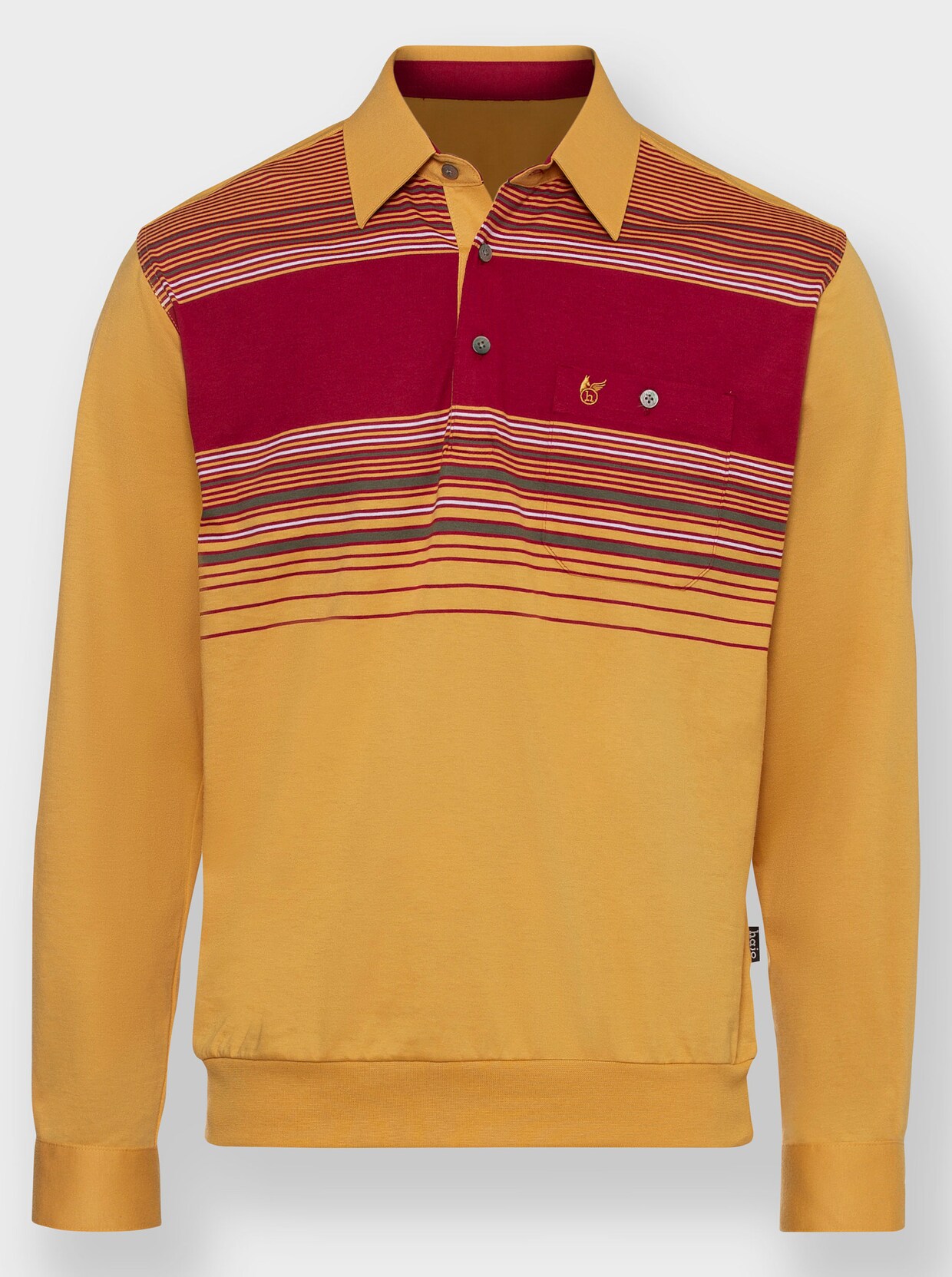 Langarm-Poloshirt - ocker