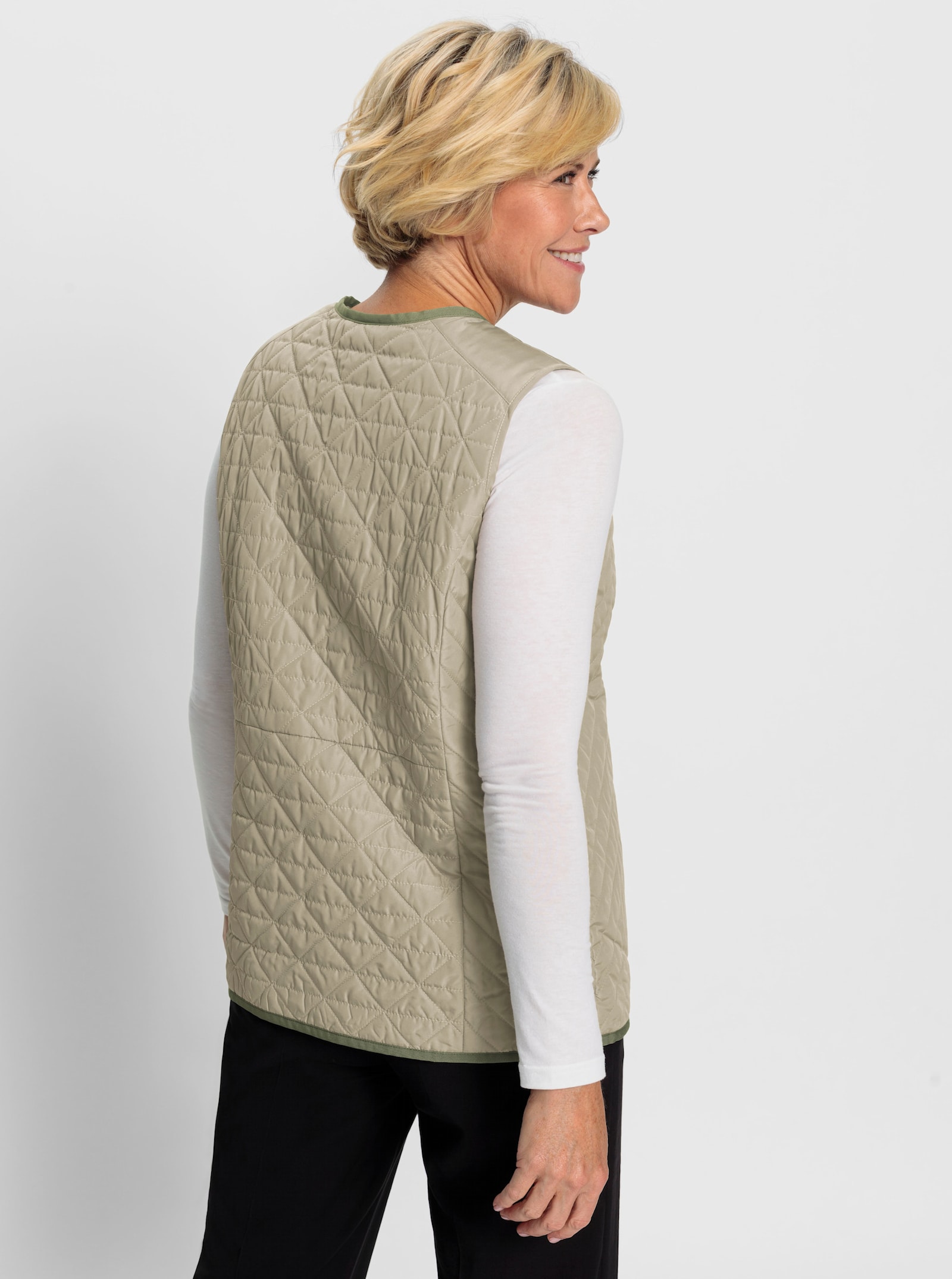 Steppweste mit knöpfbarer Innentasche - schlamm