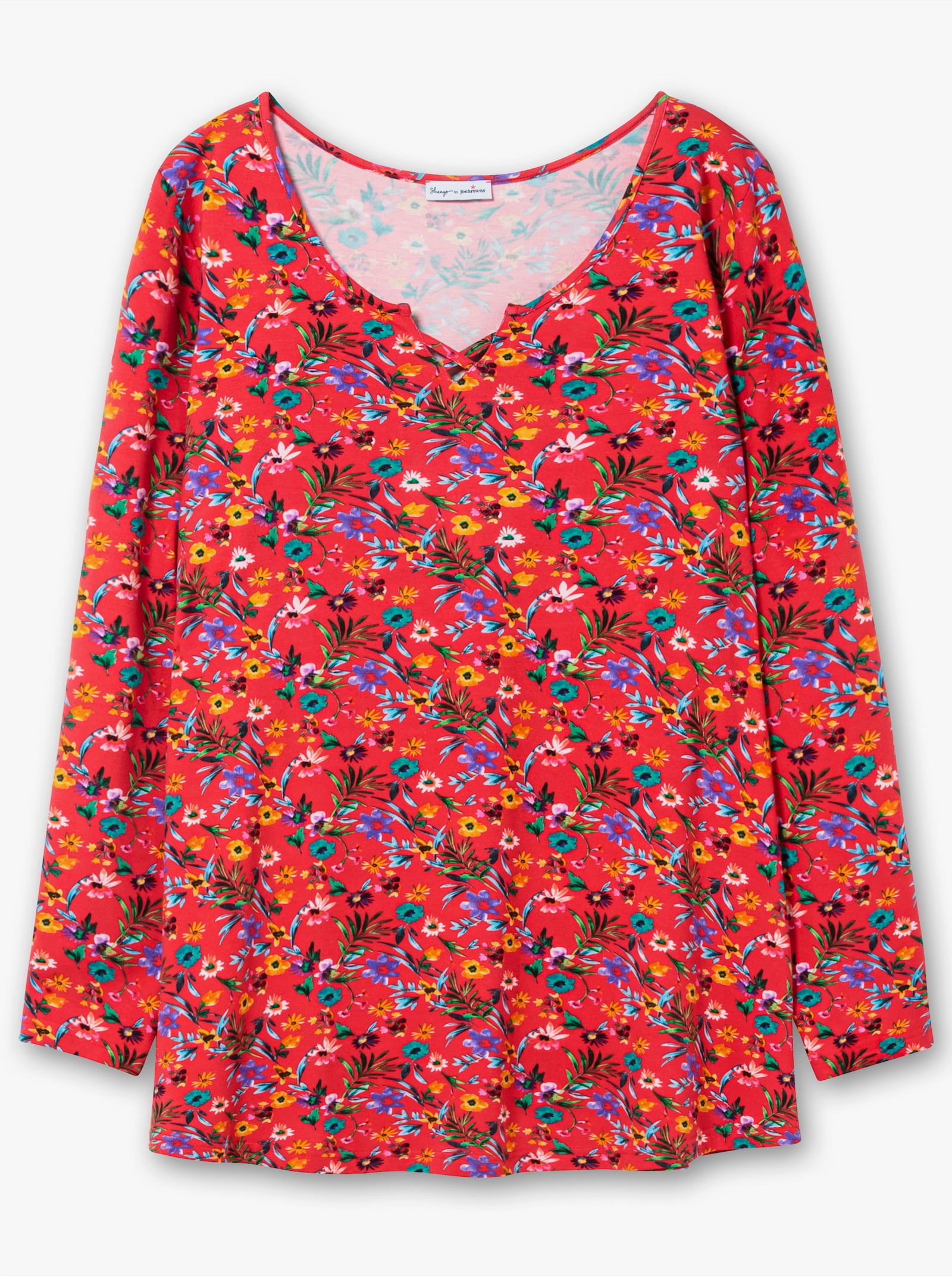 sheego by Joe Browns Lang shirt met bloemenprint - rood gedessineerd