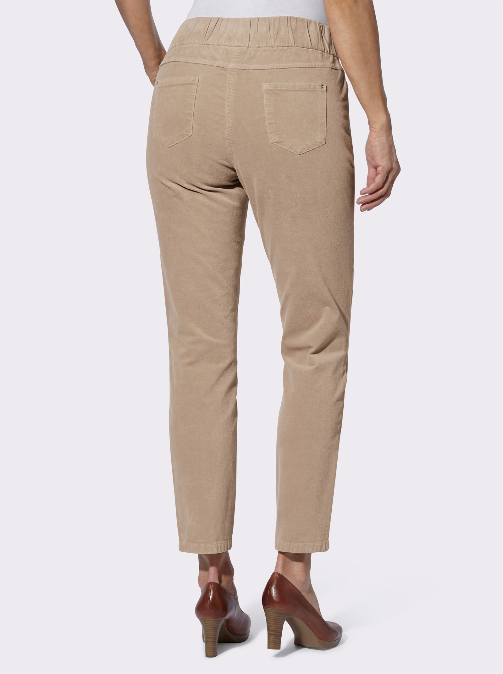Comfortbroek van fluweel - beige