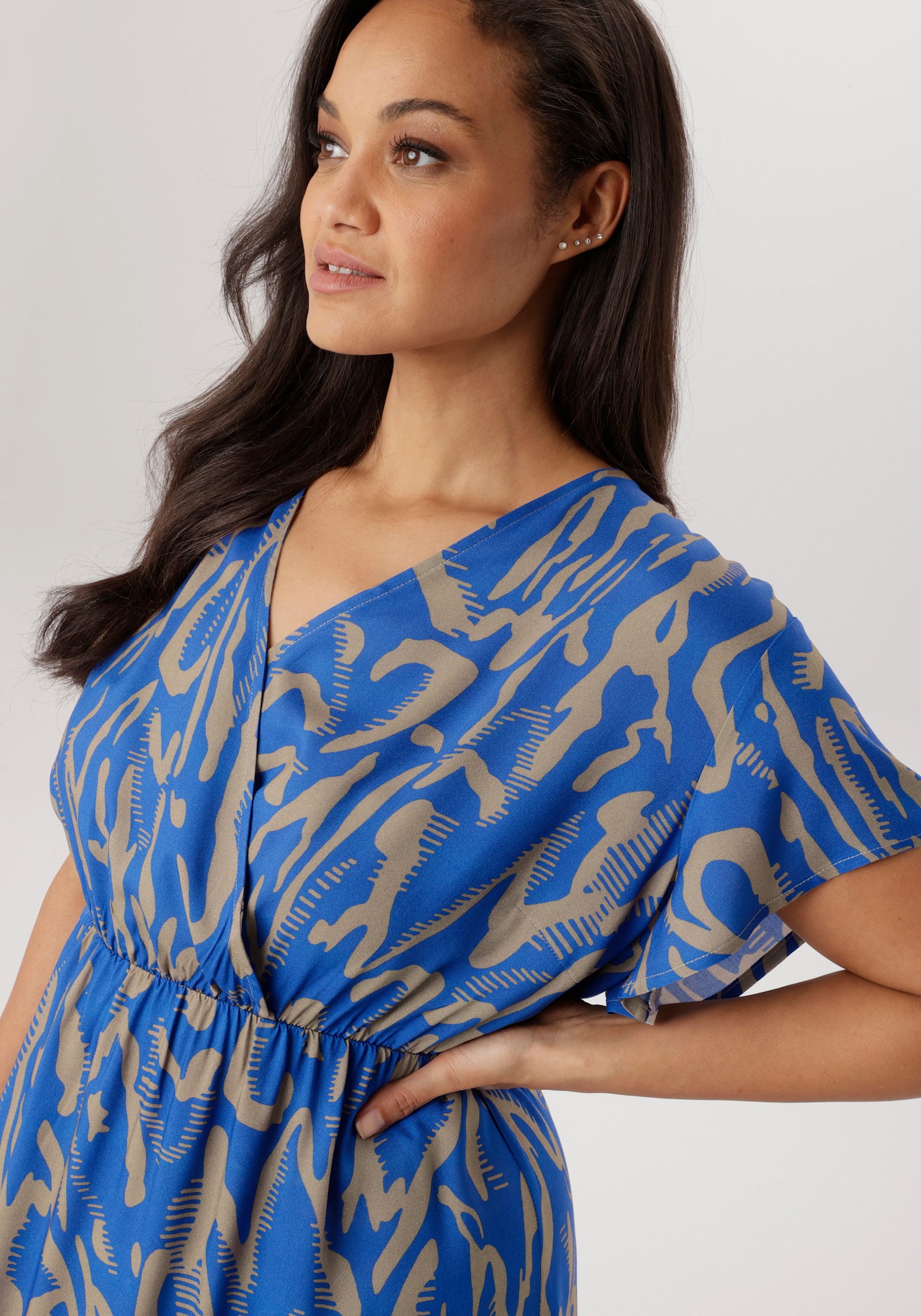 Aniston PLUS Maxikleid - blau-beige