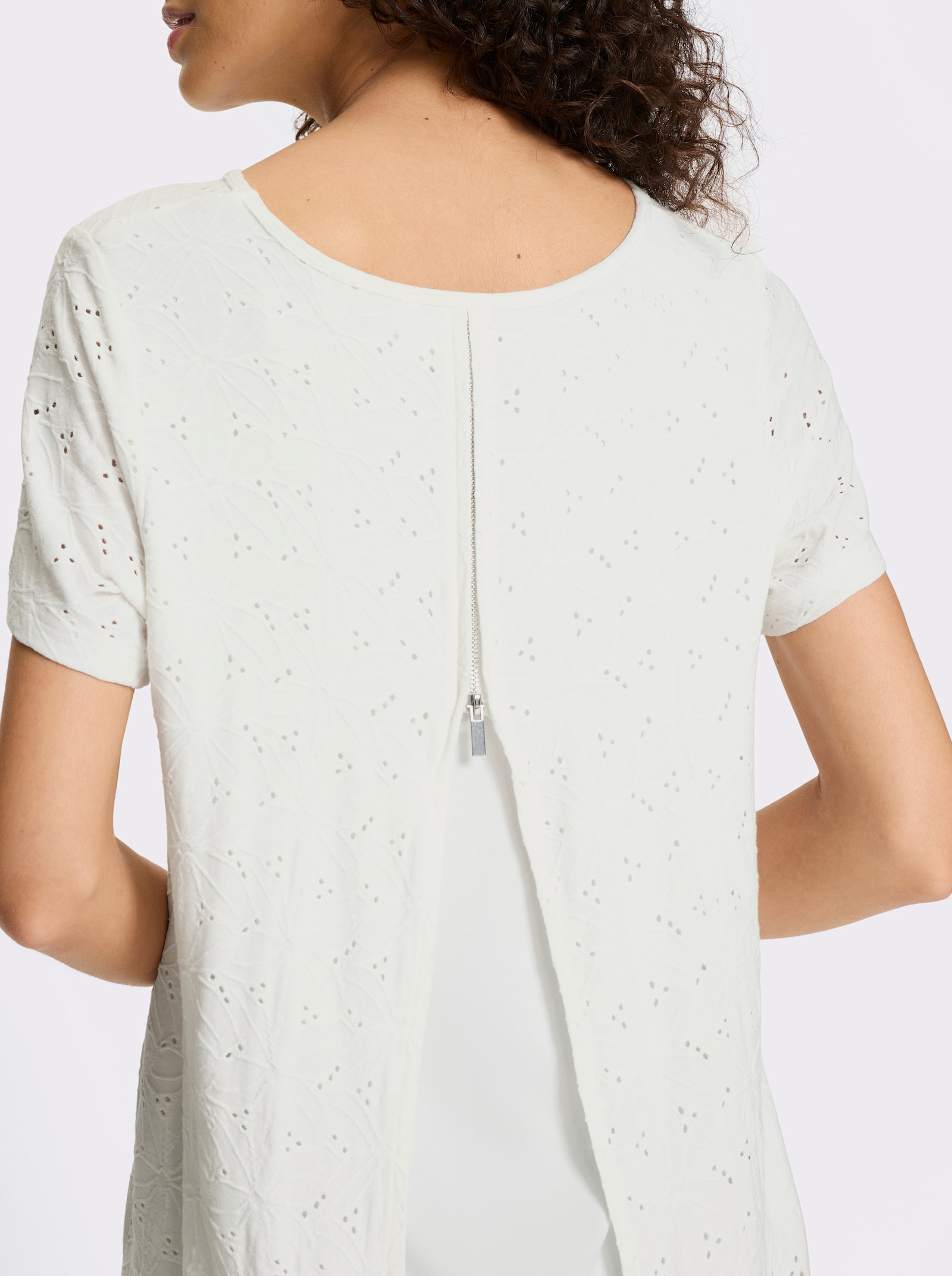 heine Kanten shirt met ritssluiting - ecru