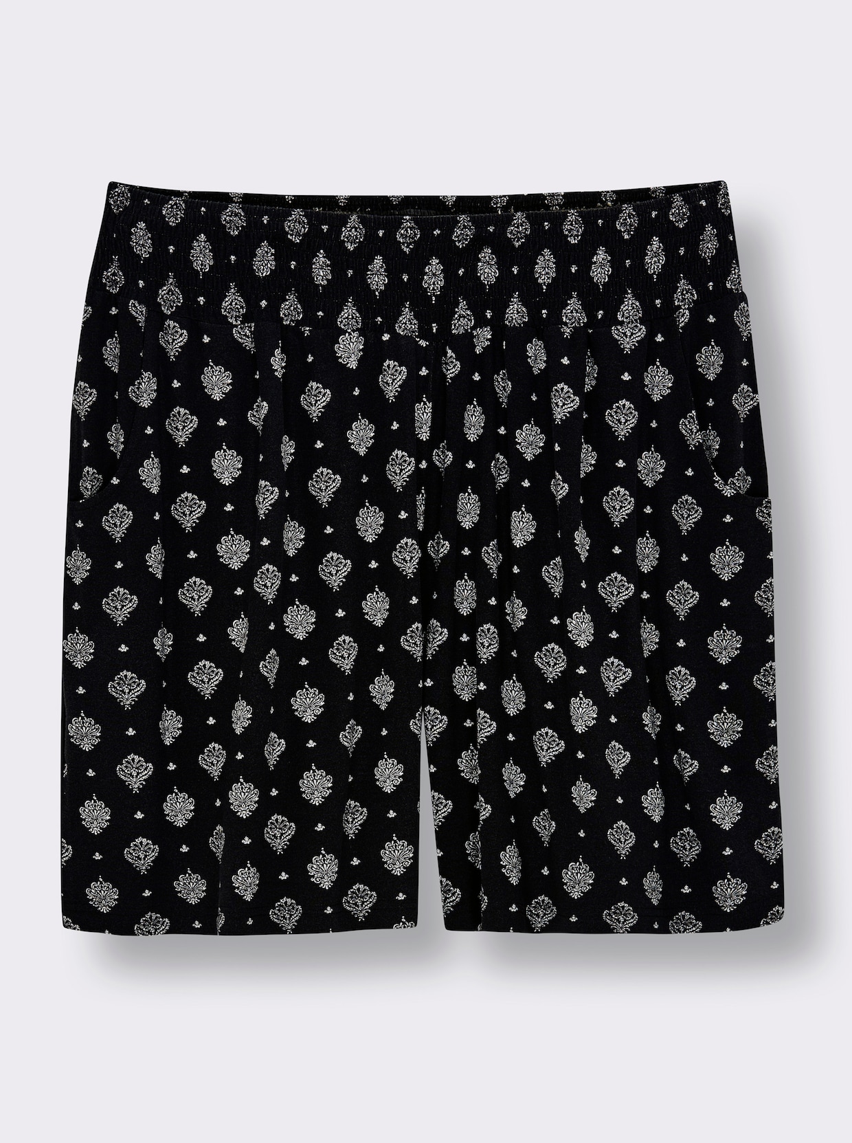 sheego Shorts mit Ornamentdruck - schwarz-ecru-bedruckt