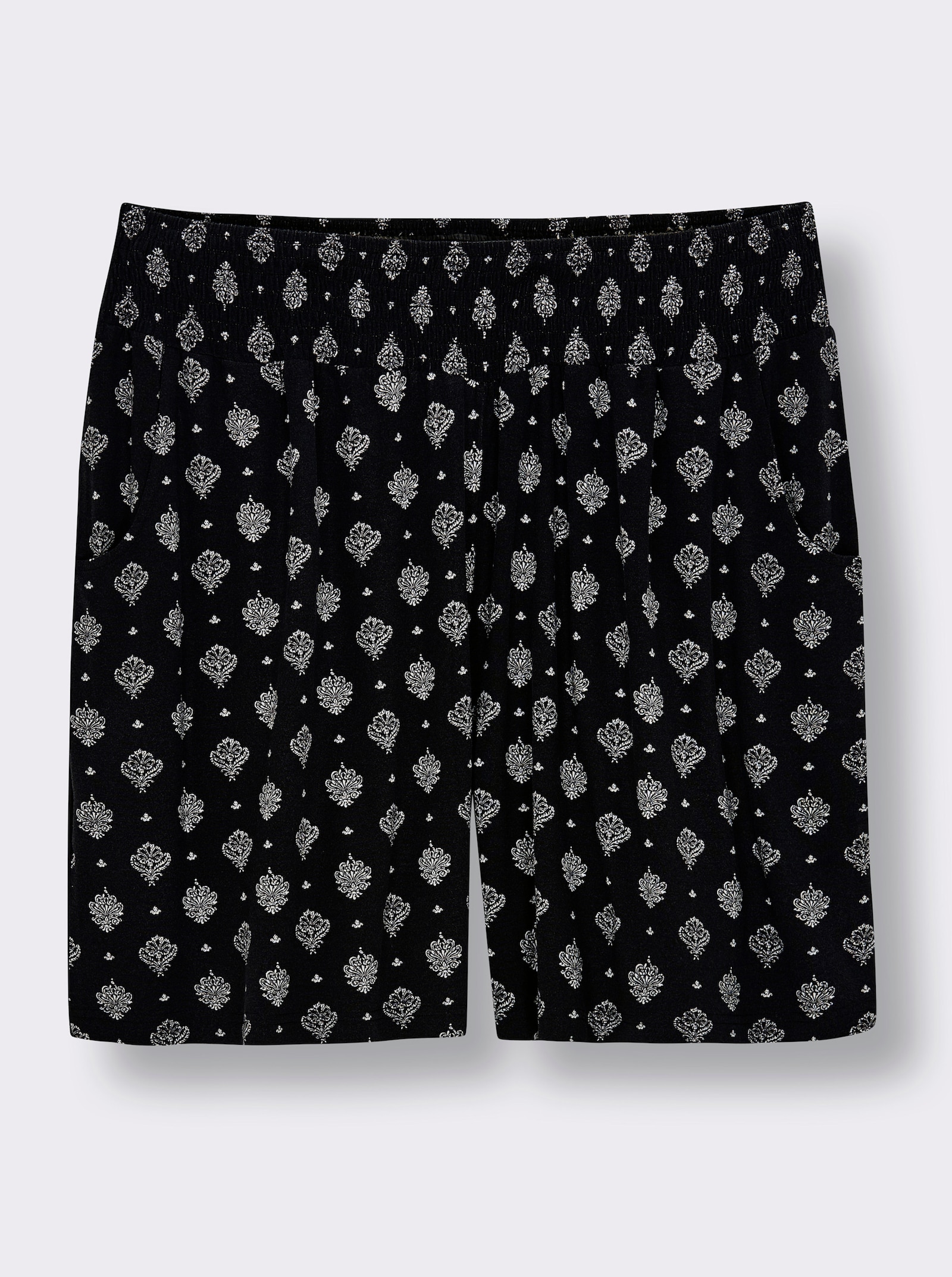 sheego Shorts mit Ornamentdruck - schwarz-ecru-bedruckt