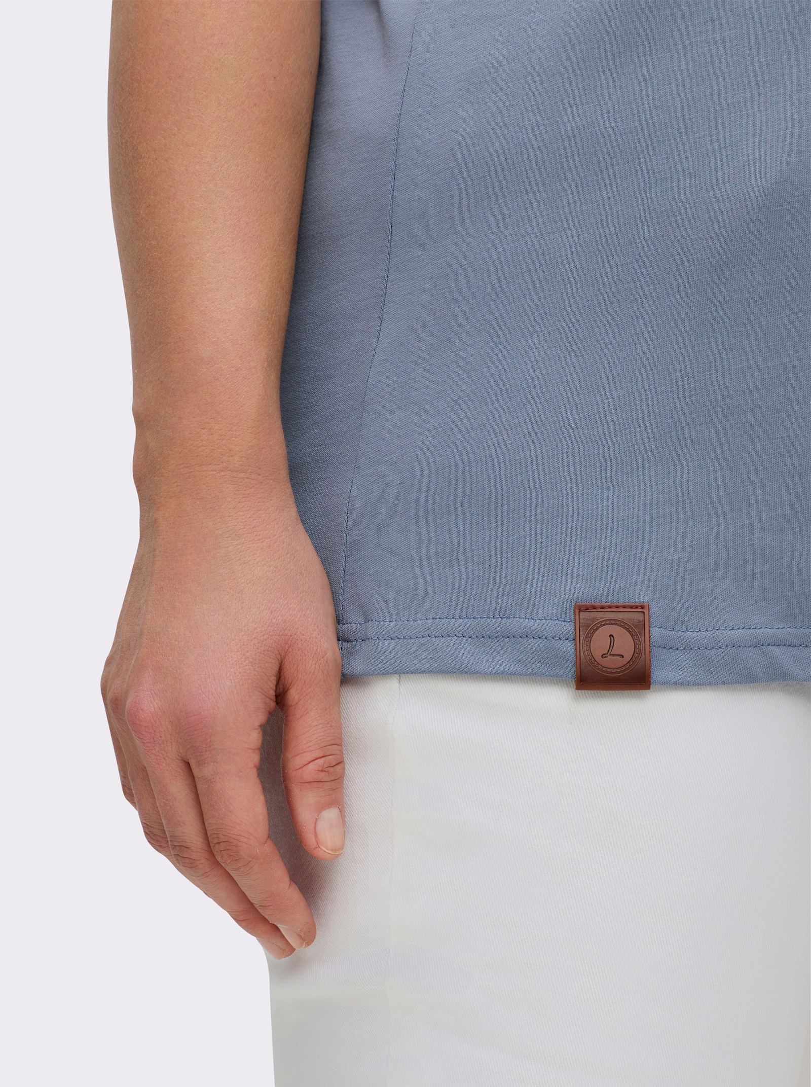 Shirttop aus reiner Baumwolle - taubenblau