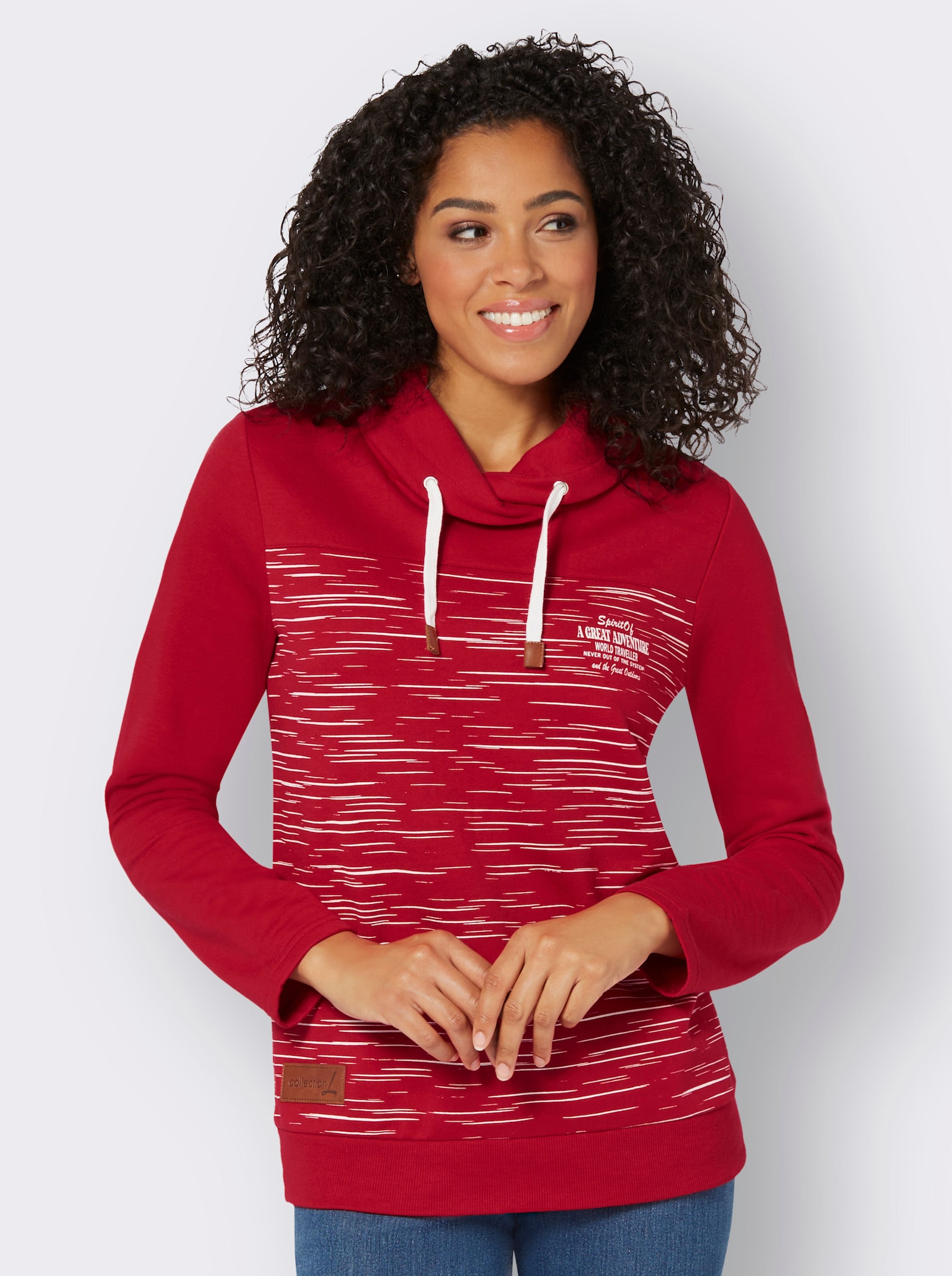Sweatshirt aus innen angerautem Baumwoll-Mix - rot-bedruckt