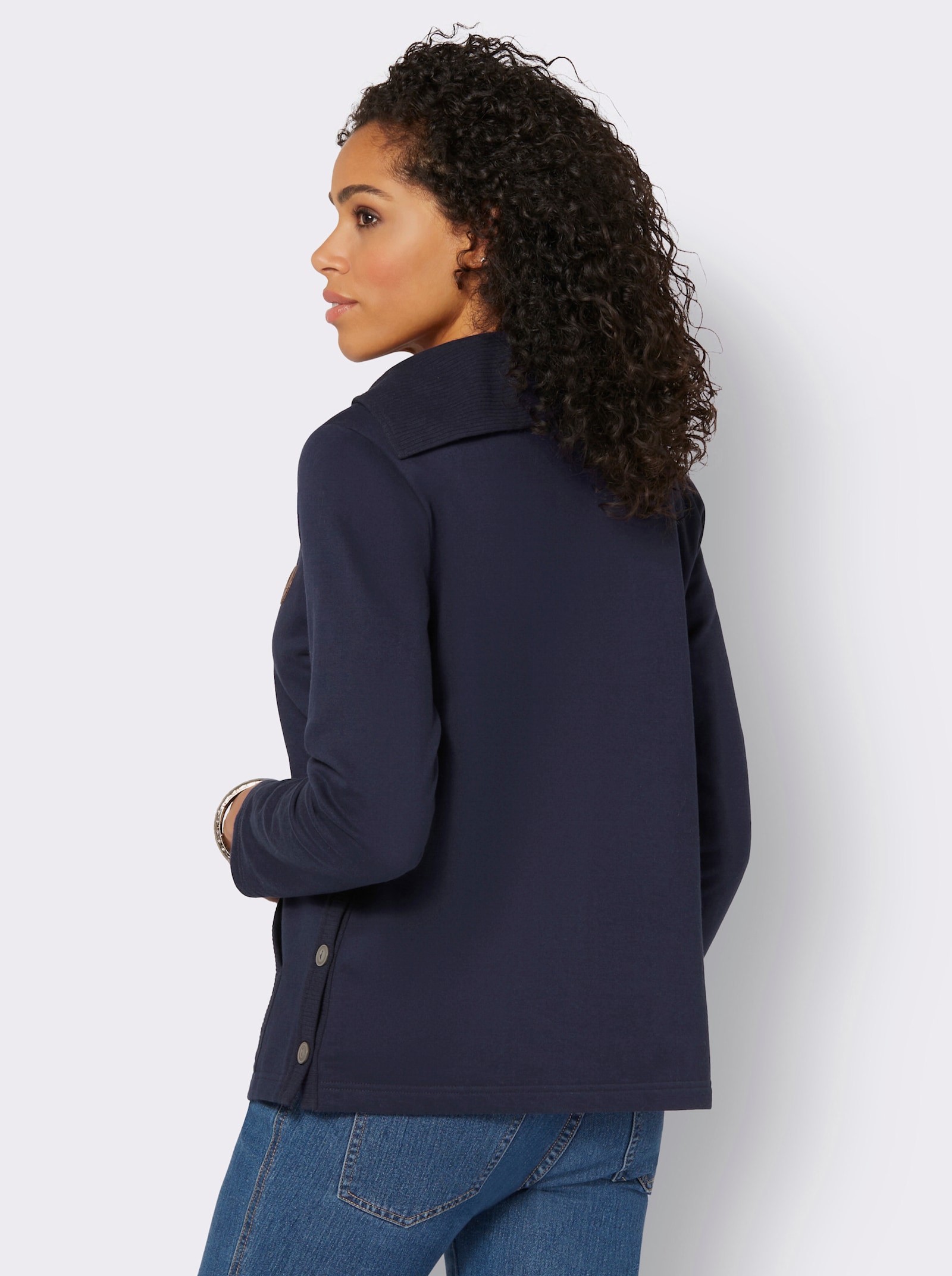 Sweatshirt mit Schalkragen - marine