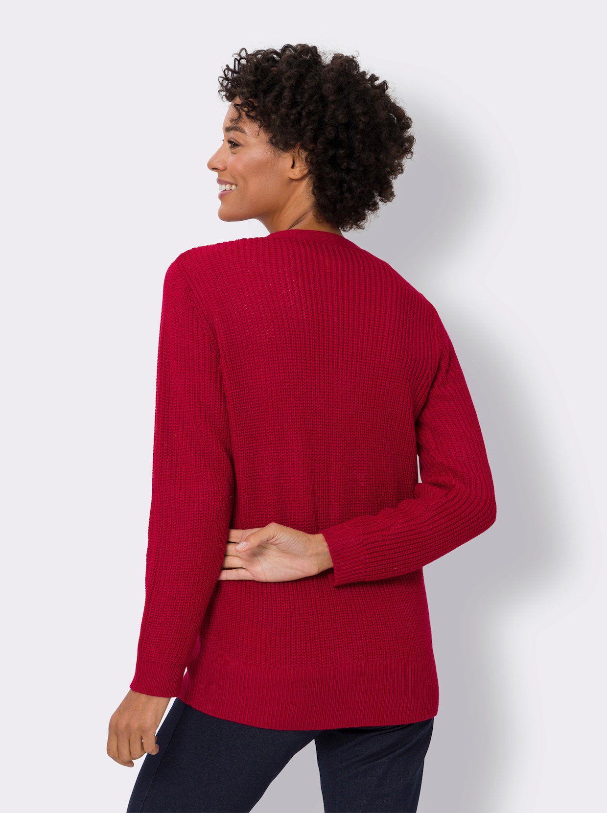 Lang gebreid vest - rood