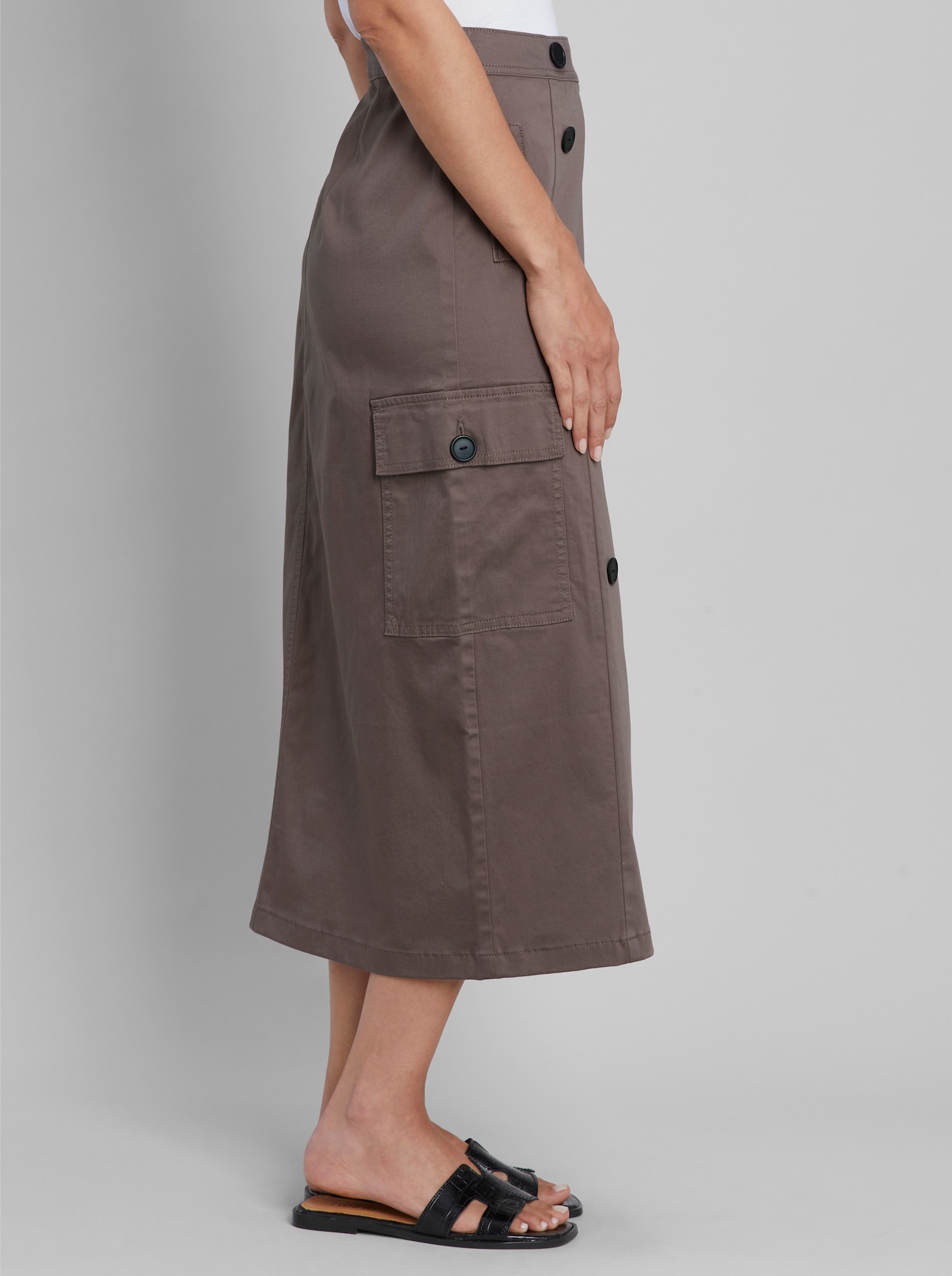 heine Webrock mit Cargo-Tasche - dunkeltaupe