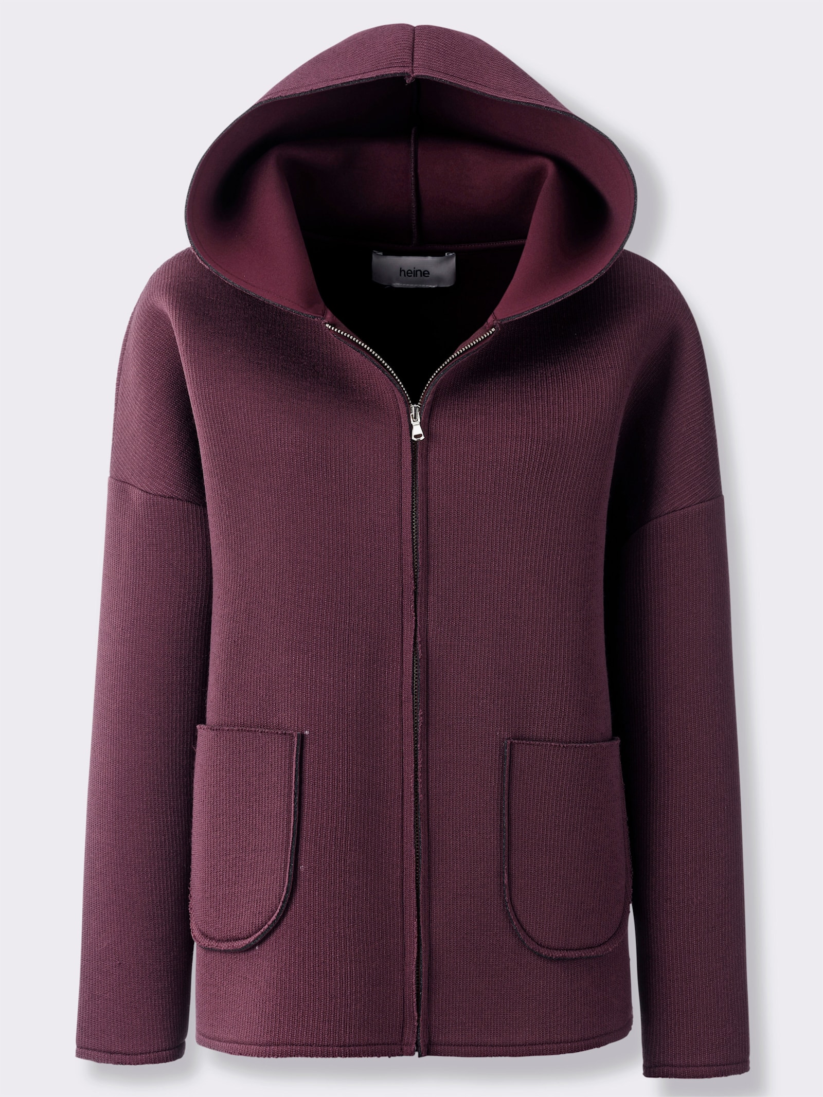 heine Shirtjacke im Materialmix - burgund