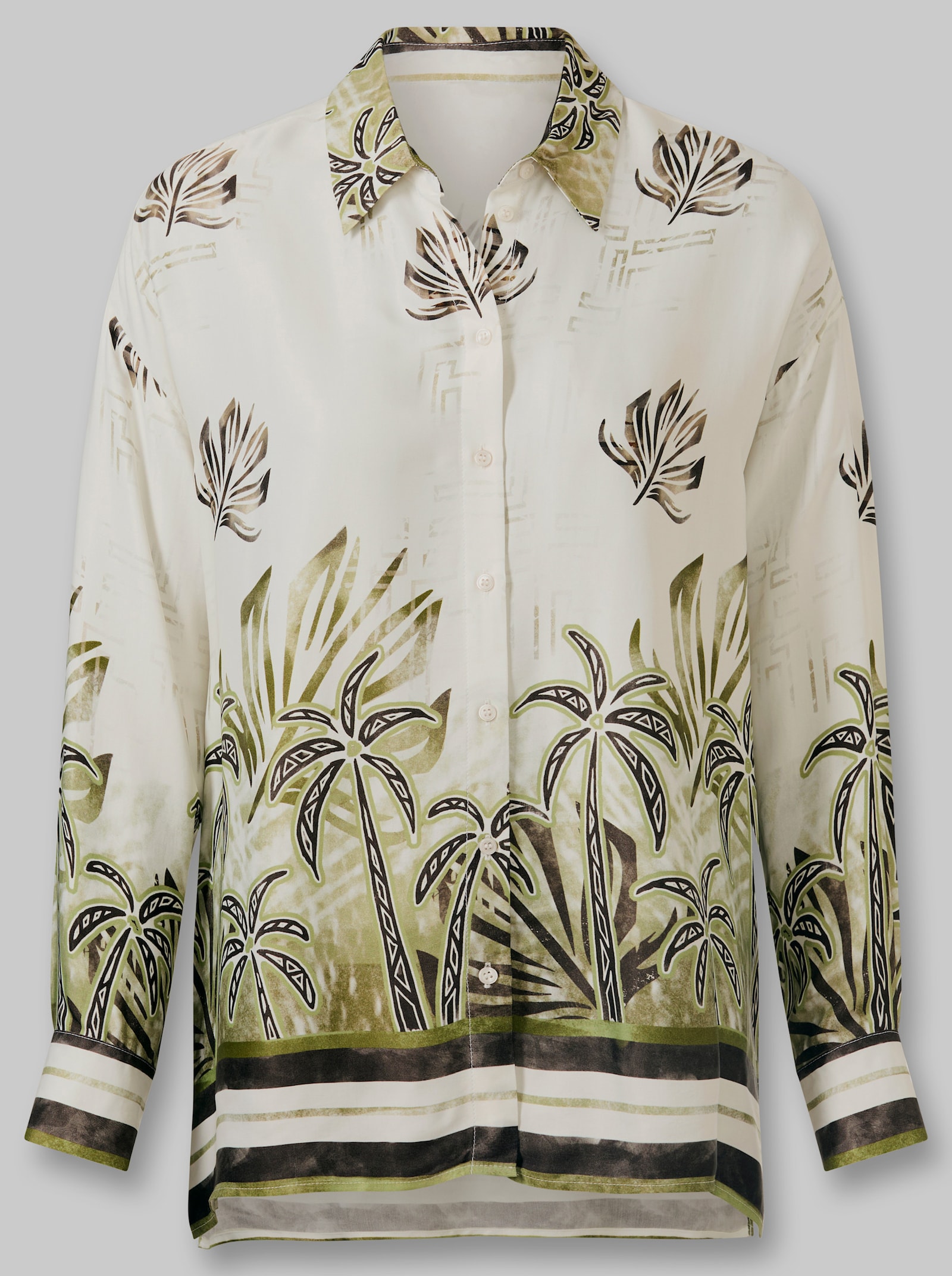 heine Druckbluse mit Palmenprint - ecru-oliv-bedruckt