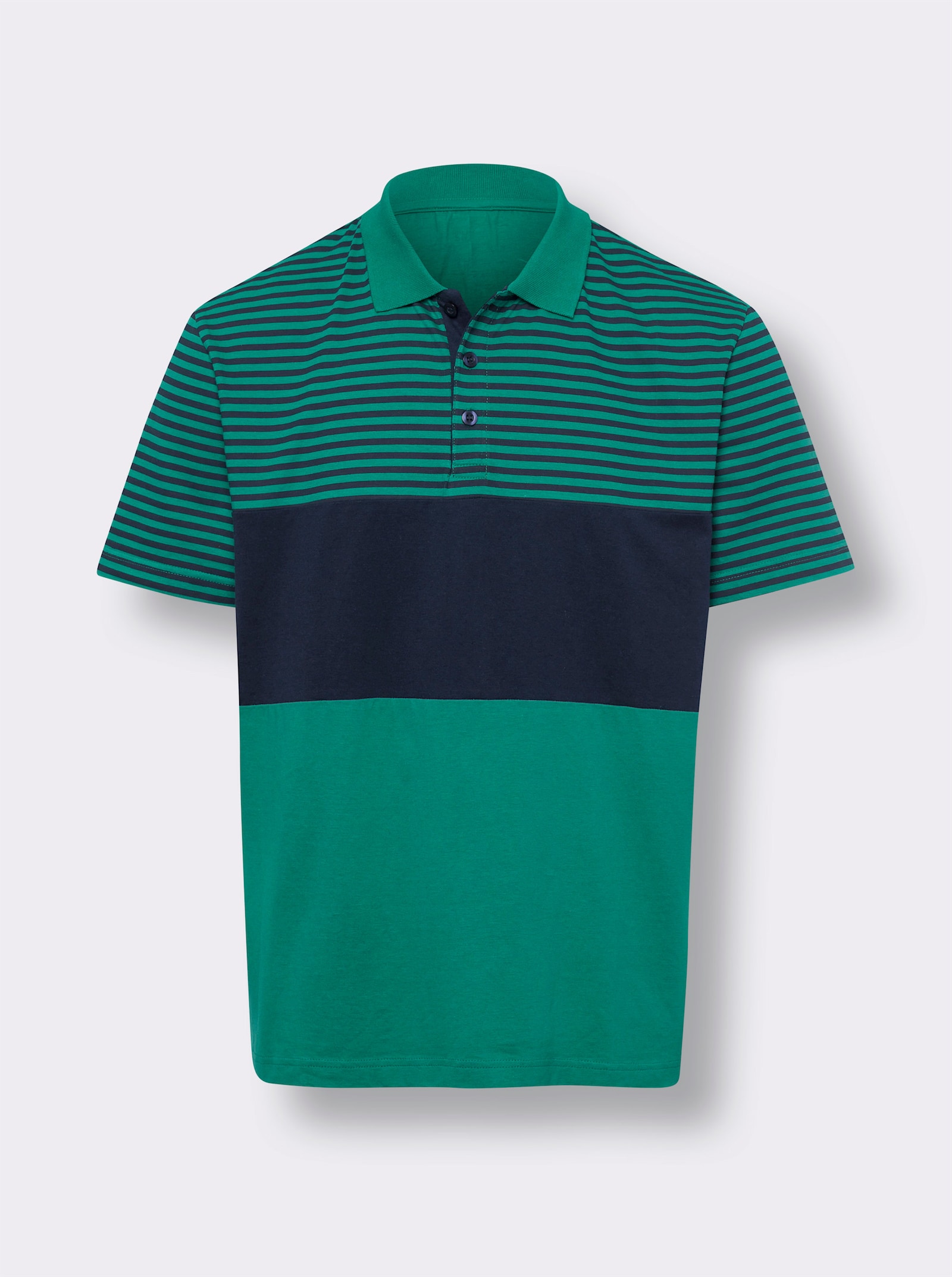 Polokošeľa s pruh. vzorom - smaragdová a námornícka modrá