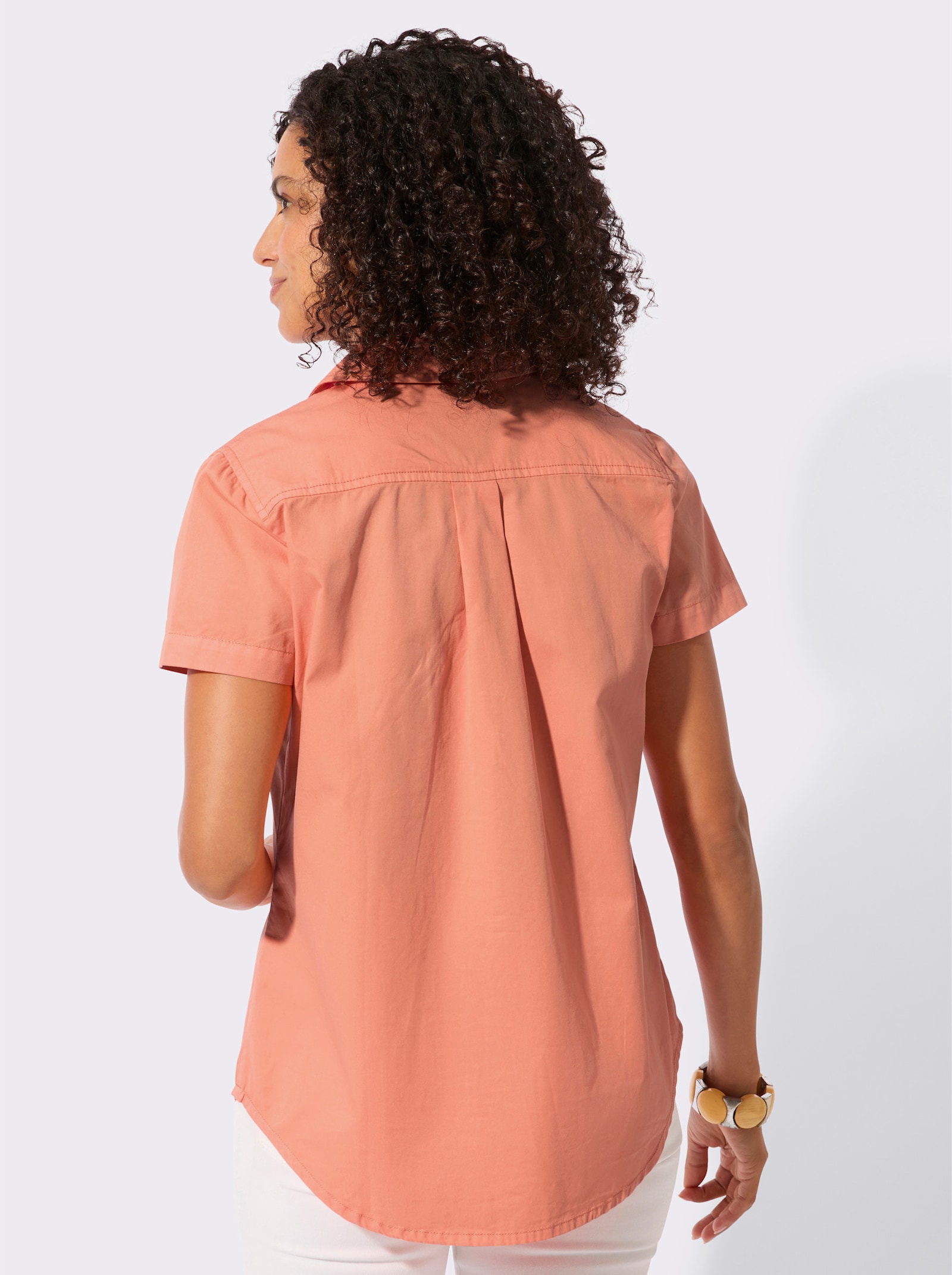 Jeanstunika mit abgerundetem Saum - papaya