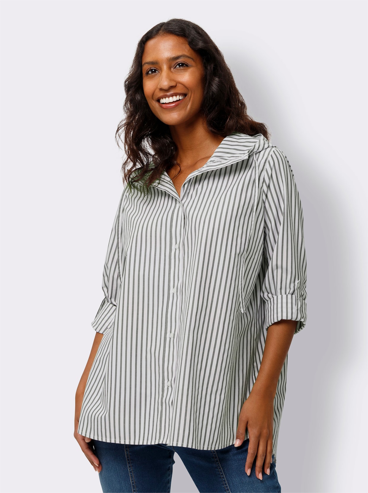 heine Gestreifte Bluse - khaki-ecru-gestreift