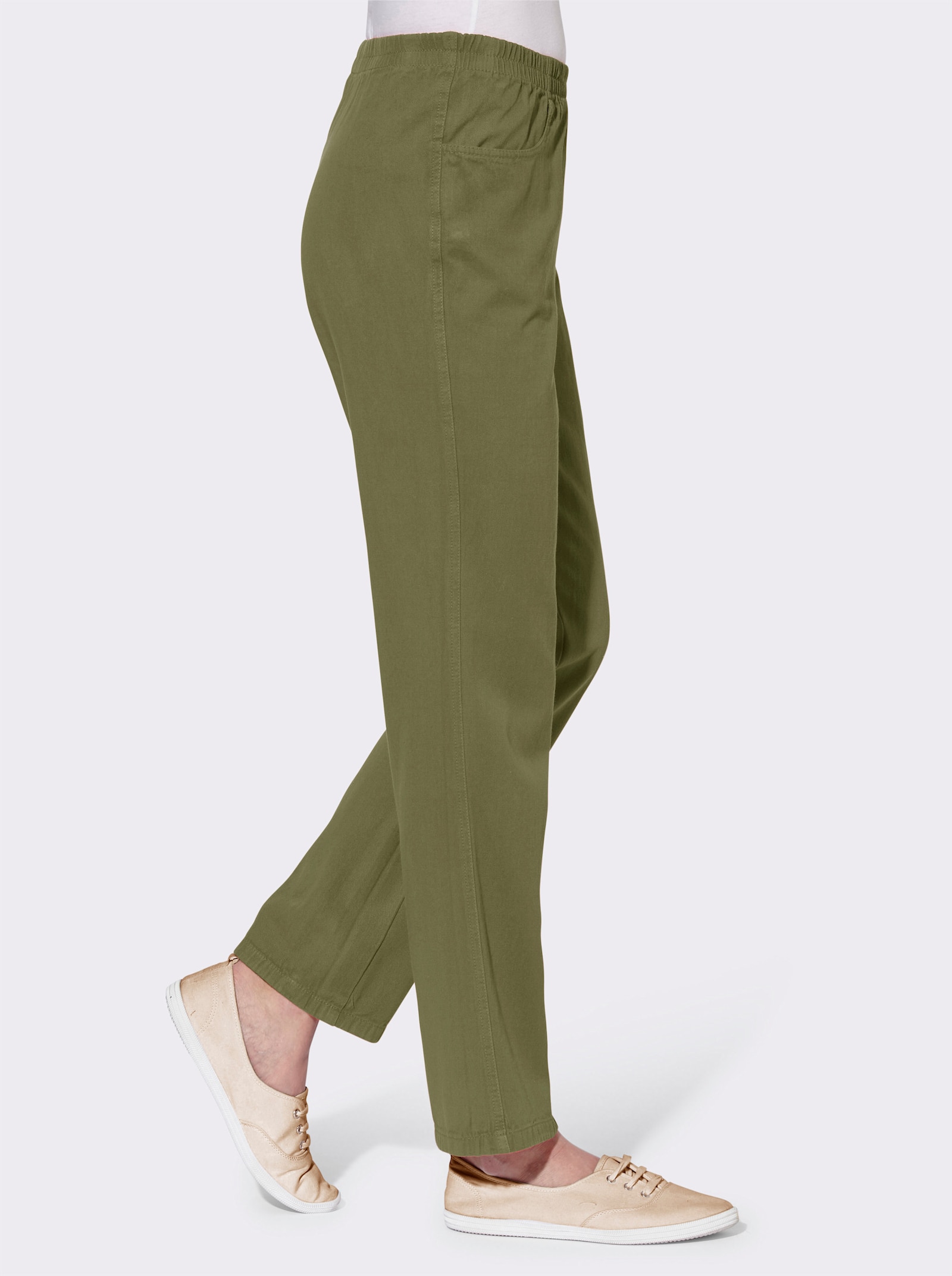 Comfortbroek van katoen - olijf