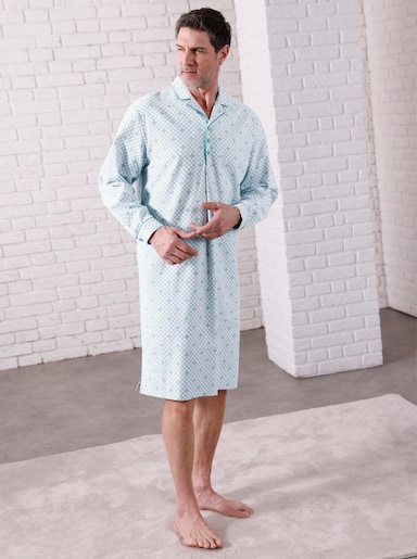 wäschepur men Nachthemd - ecru-mint-bedruckt