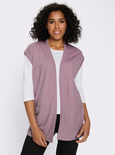 Strickweste in Longform - mauve