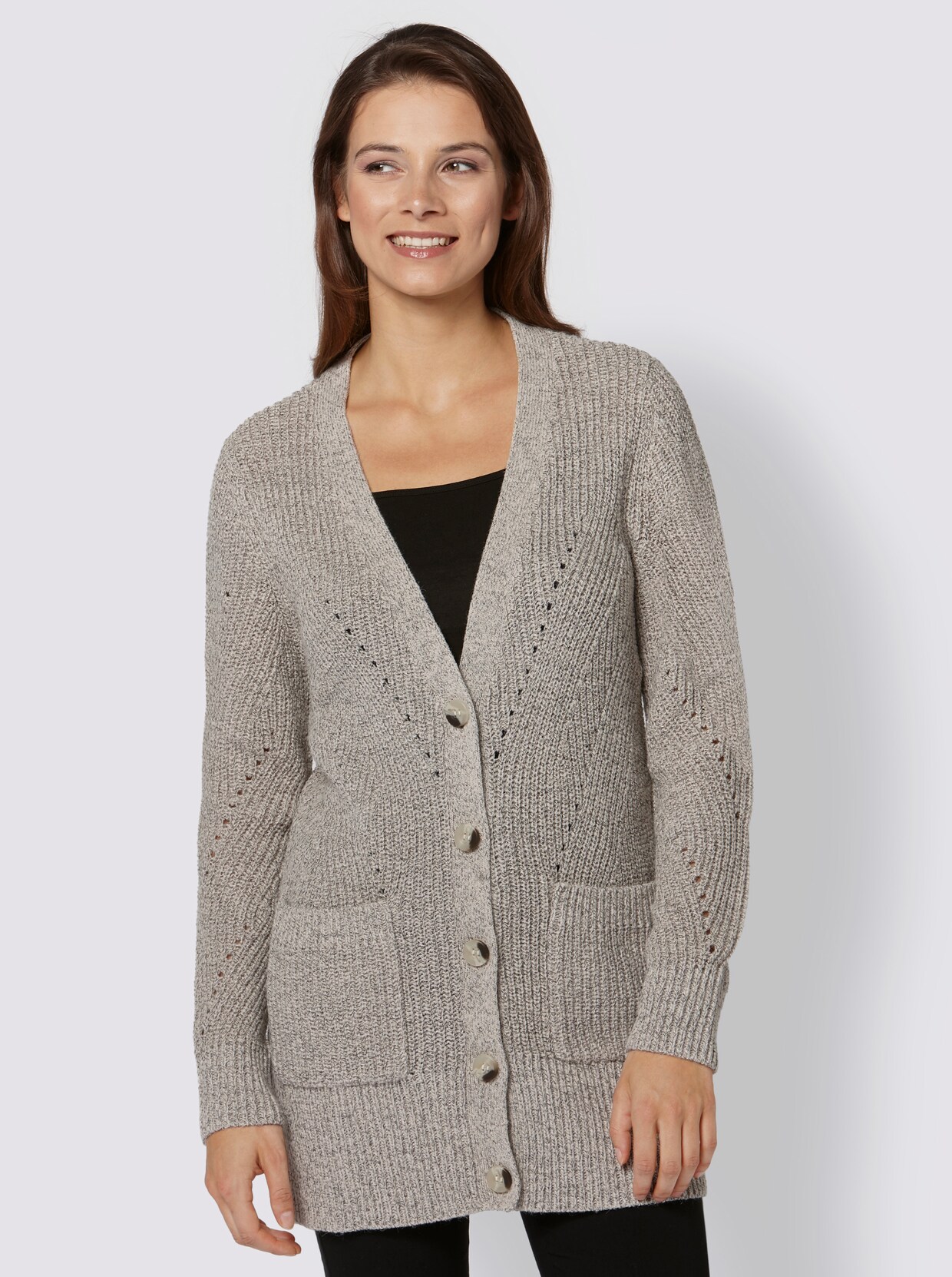Strickjacke - beige-meliert