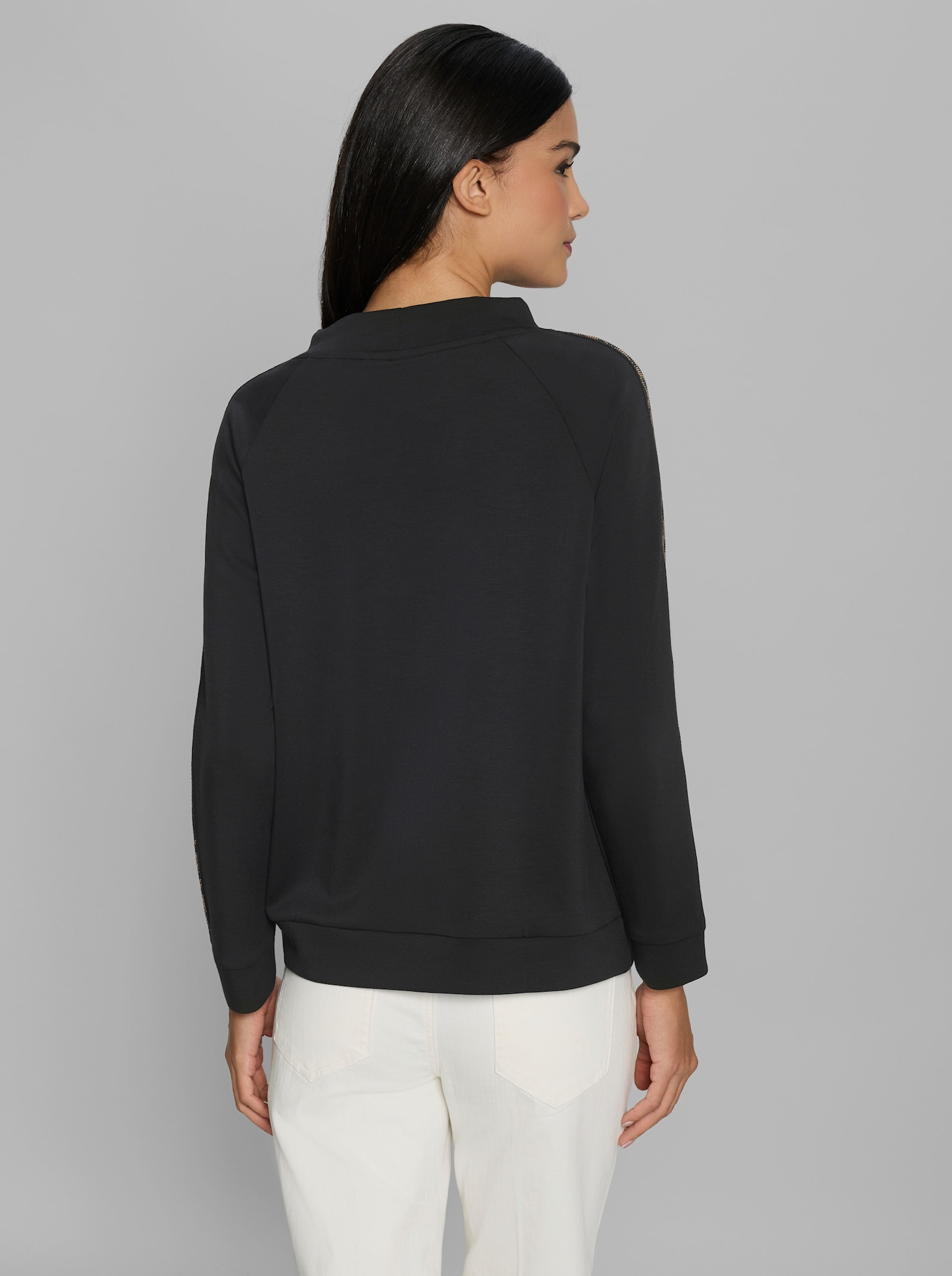 heine Sweatshirt mit Ziersteinchen - schwarz