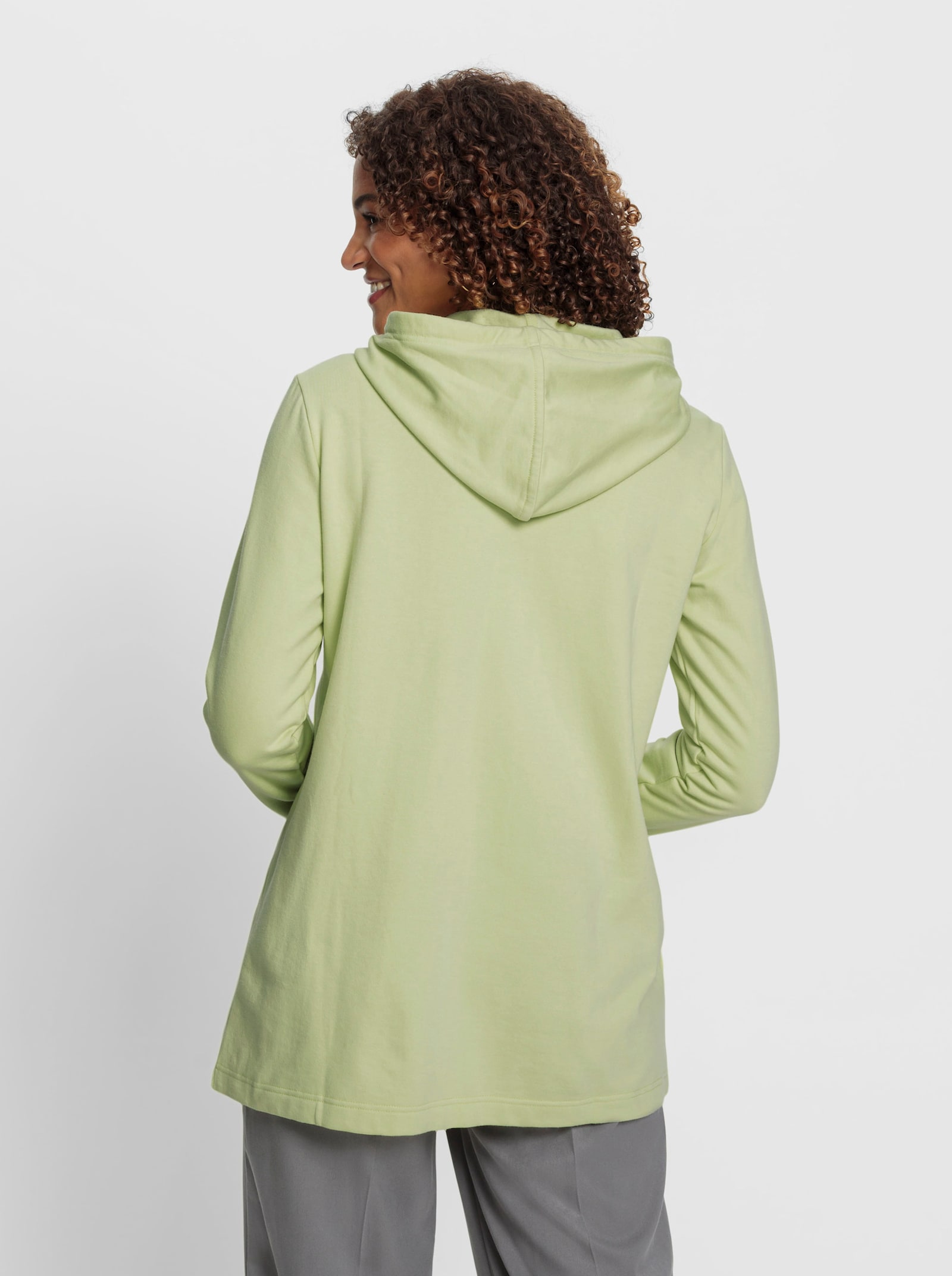 Sweatjacke in Longform - pistazie