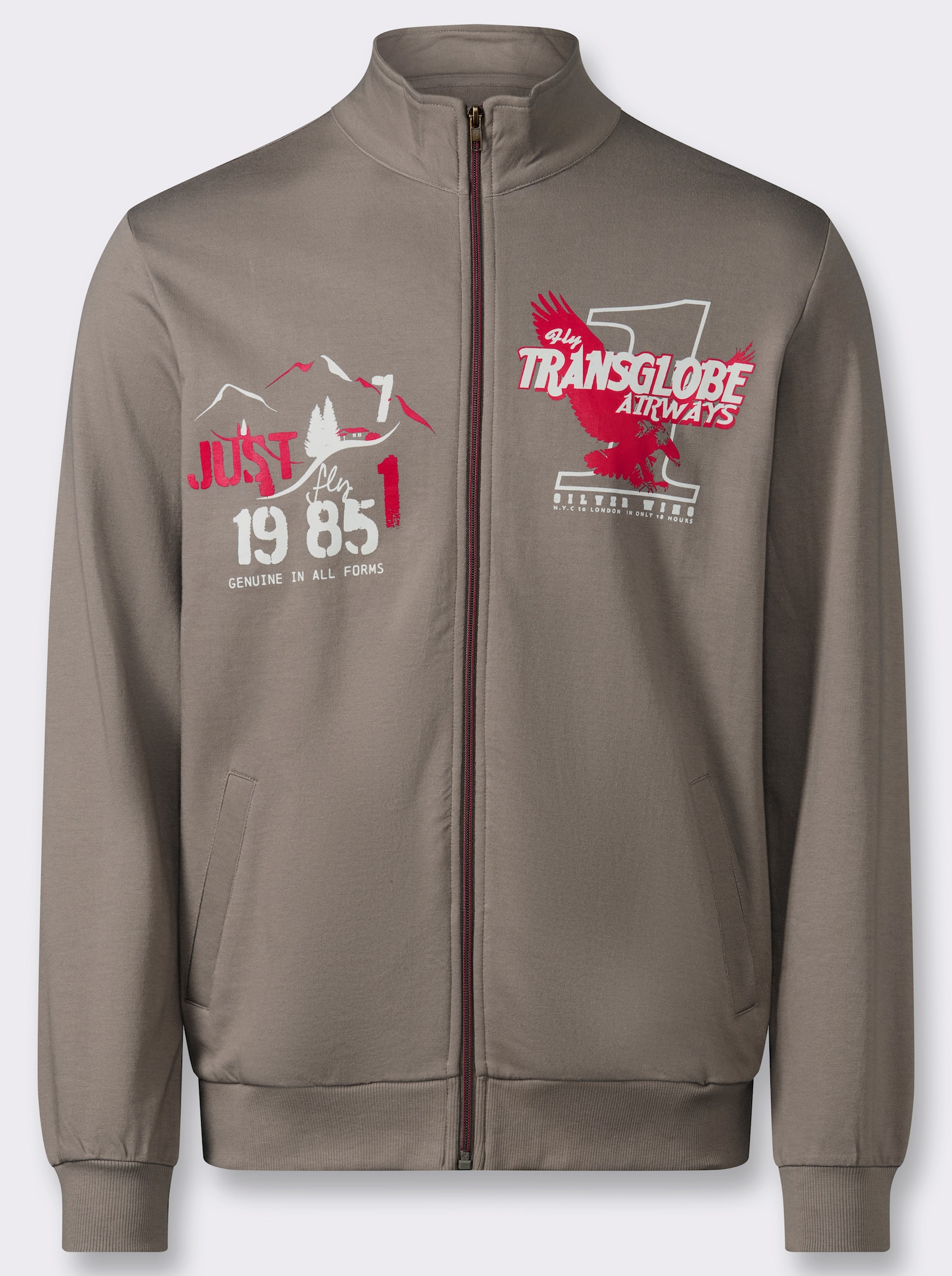 Shirtjacke mit Prints - taupe