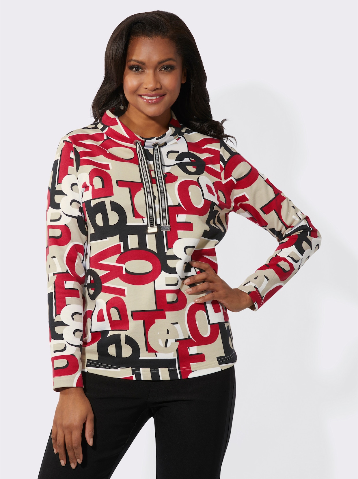 Sweatshirt - rood/zwart geprint